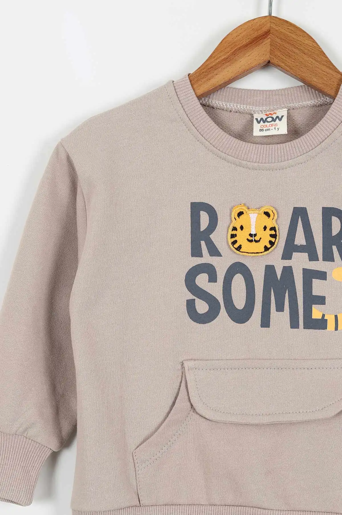 Bej (1-4 Yaş) Roar Some Baskılı Kanguru Cepli  2 İp Erkek Çocuk Takım 428599