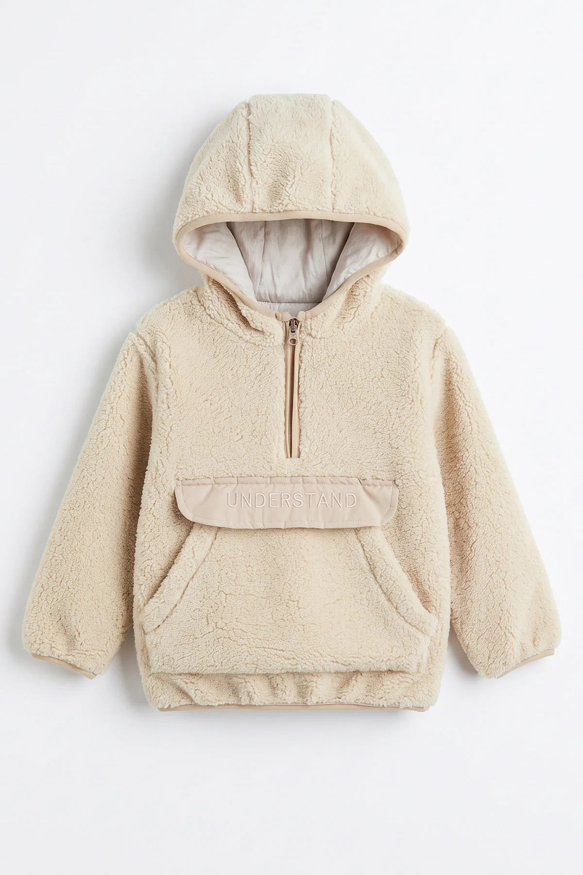 Bej (1-4 Yaş) Understand Nakışlı Kapüşonlu Kanguru Cepli Yardım Fermuarlı Kuzu Erkek Bebek&Çocuk Sweatshirt 499802