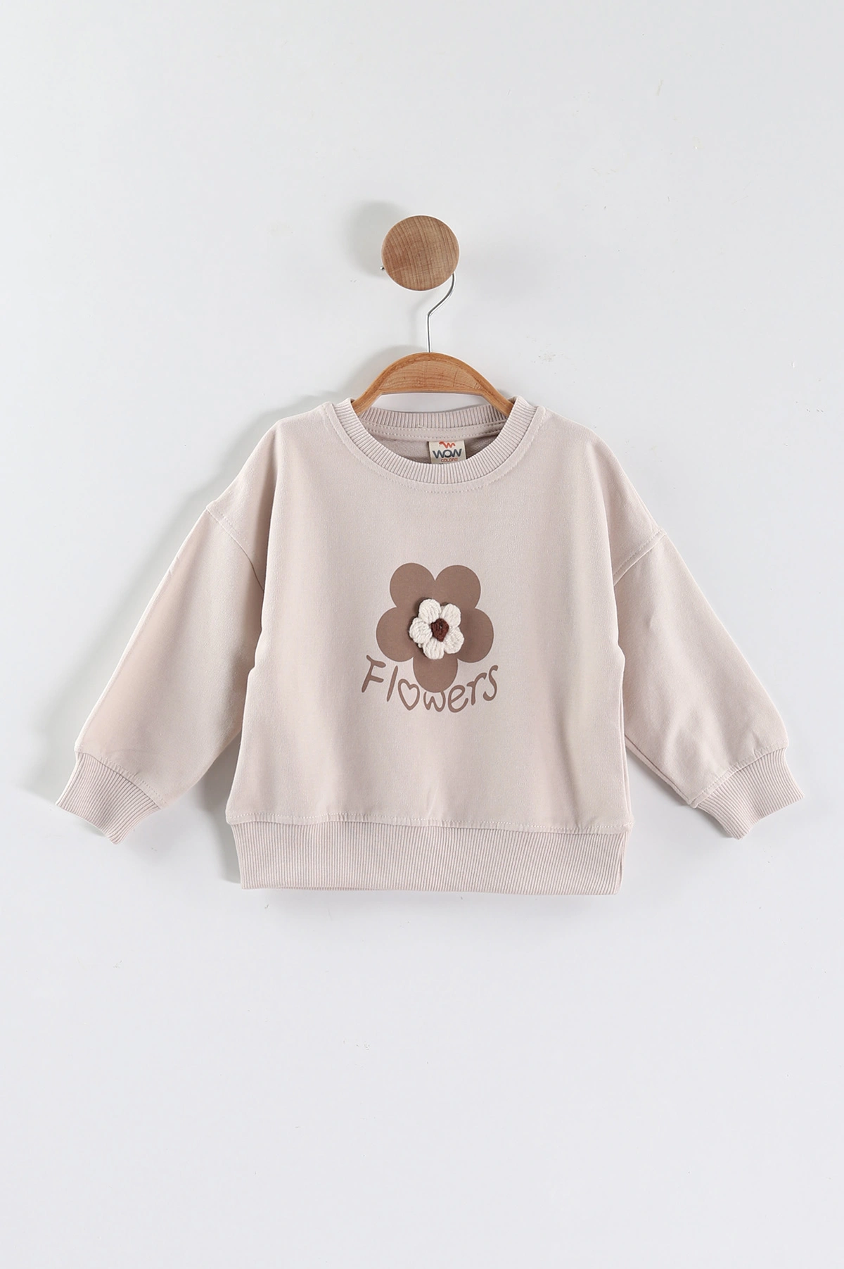 Bej (1-4 Yaş)Çiçek Motifli Kız Çocuk Sweatshirt 432889