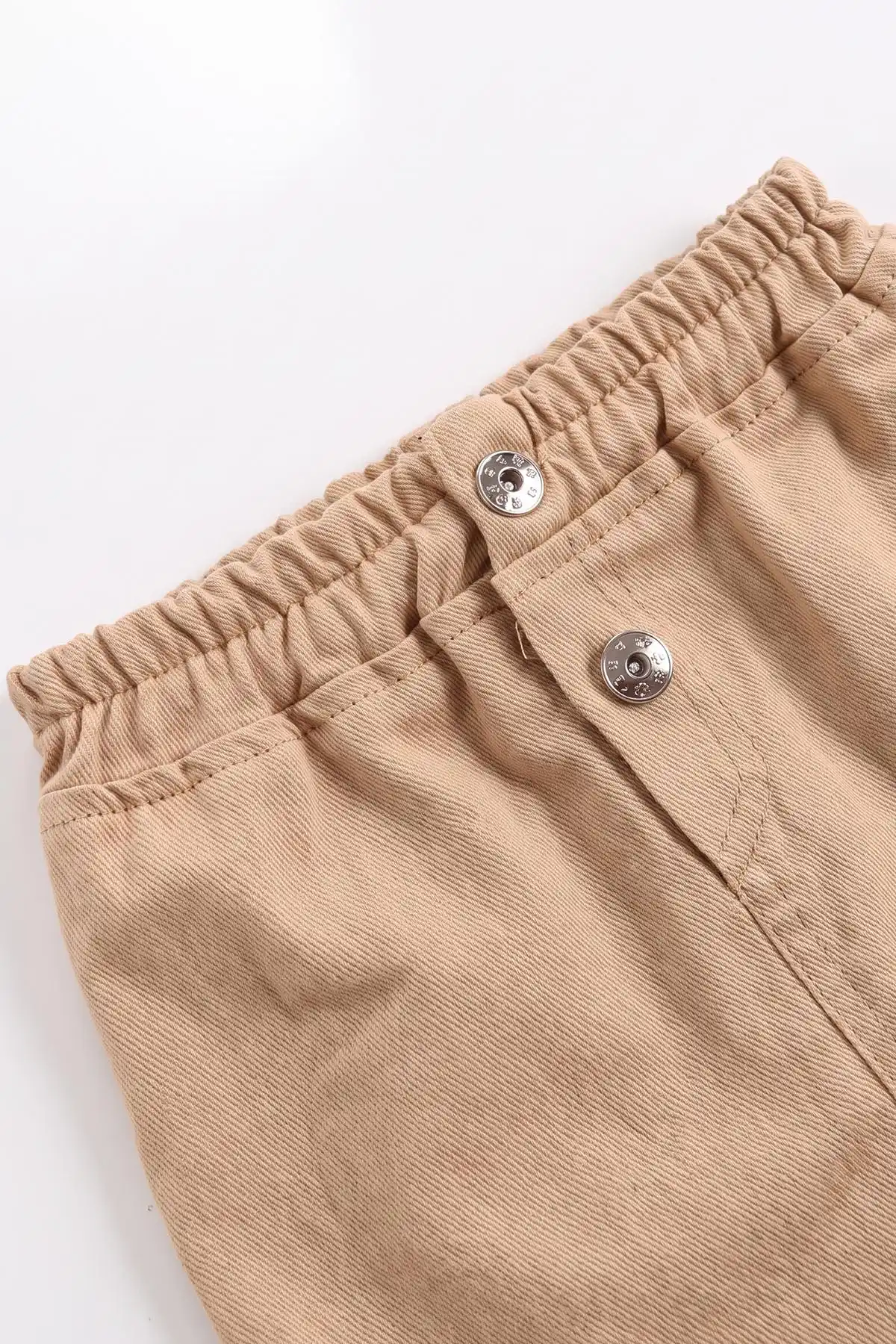 Bej (1-5 Yaş) Fırfırlı Peluş Yelekli Gabardin Etekli Kız Çocuk 3'lü Takım 473410