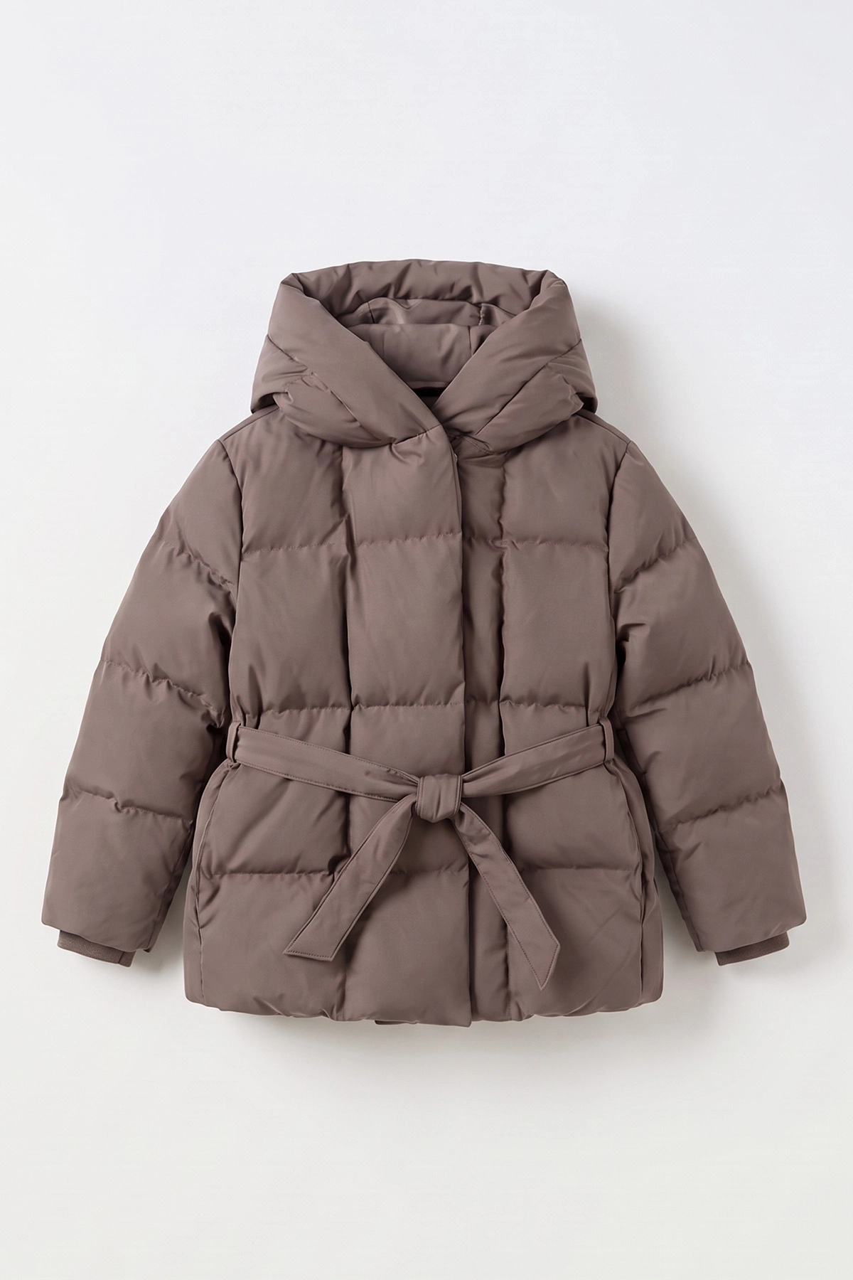 Bej (10-14 Yaş) Kapüşonlu İçi Kürklü Kız Çocuk Mont 499740