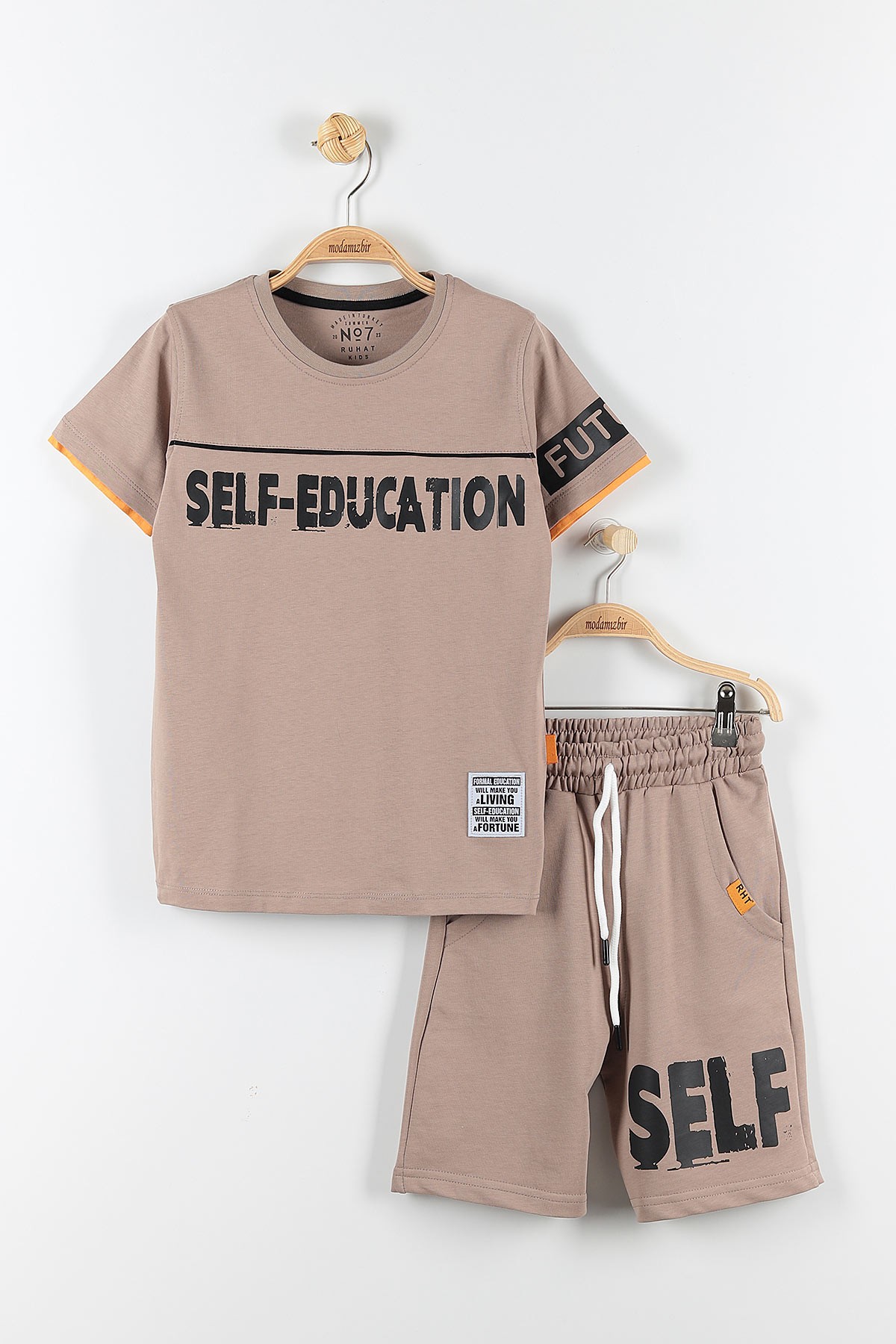 Bej (11-14 Yaş) Self Educatıon Baskılı Bel Bağlamalı Erkek Çocuk Takım 172390