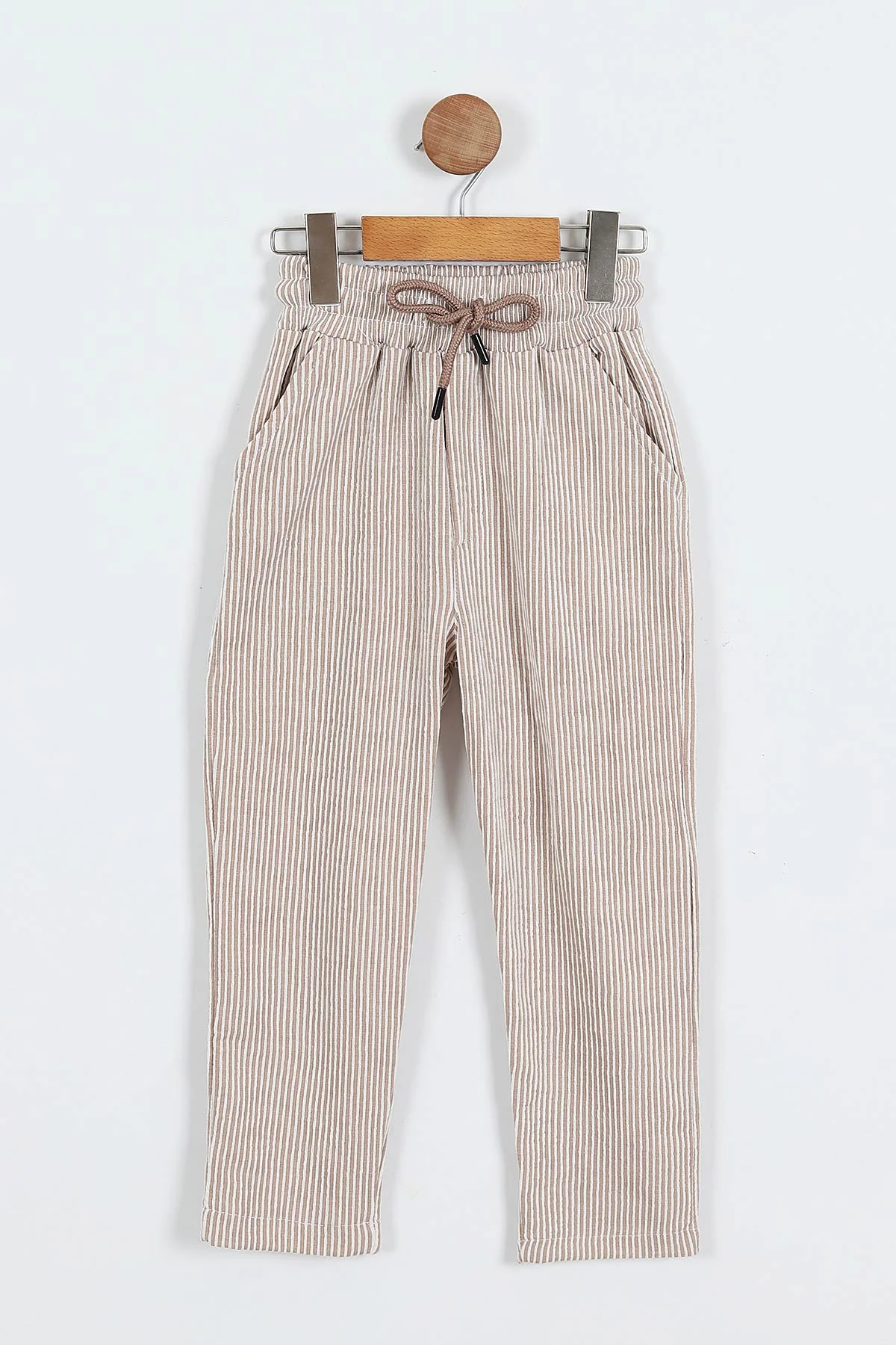 Bej (11-14 Yaş)Fitilli Likralı Erkek Çocuk Jogger Pantolon 357087