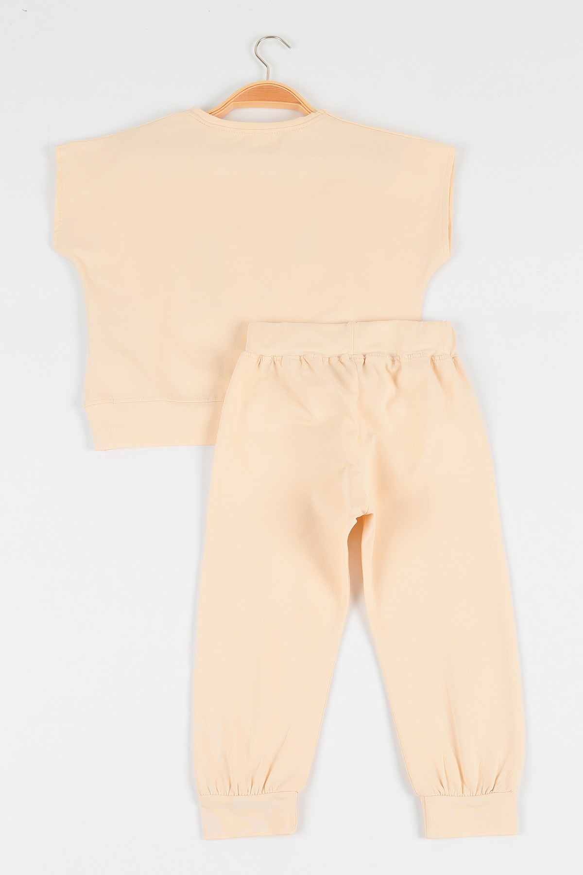 Bej (2-5 yaş) Pul İşlemeli Kız Çocuk Pijama Takımı 115432