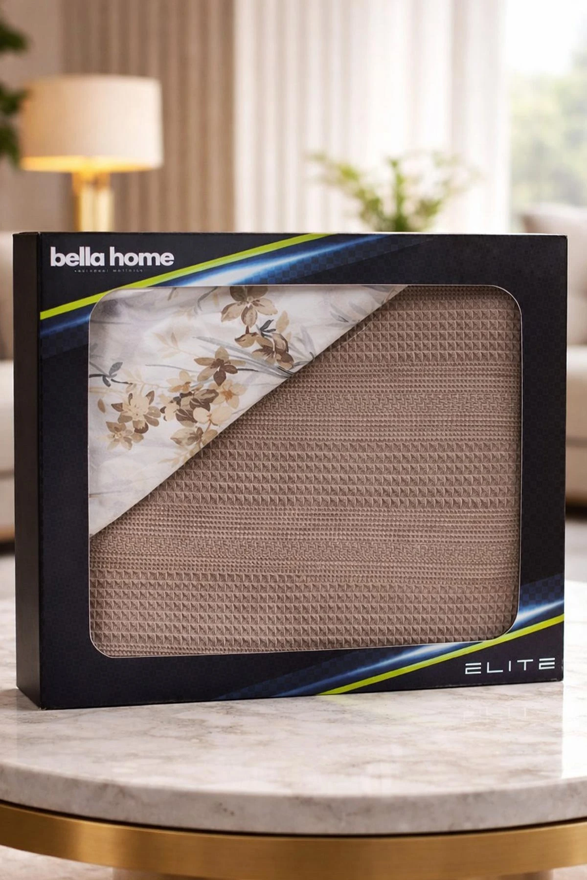 Bej 200x230 Cm Bella Home Çift Kişilik Pamuklu Petek Pike Takımı 474612