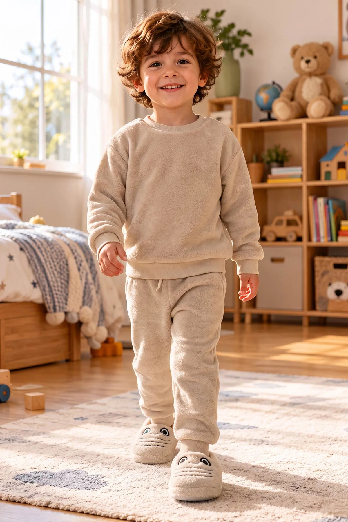 Bej ( 25 - 30 ) Peluş Figürlü Erkek Çocuk Panduf 496301