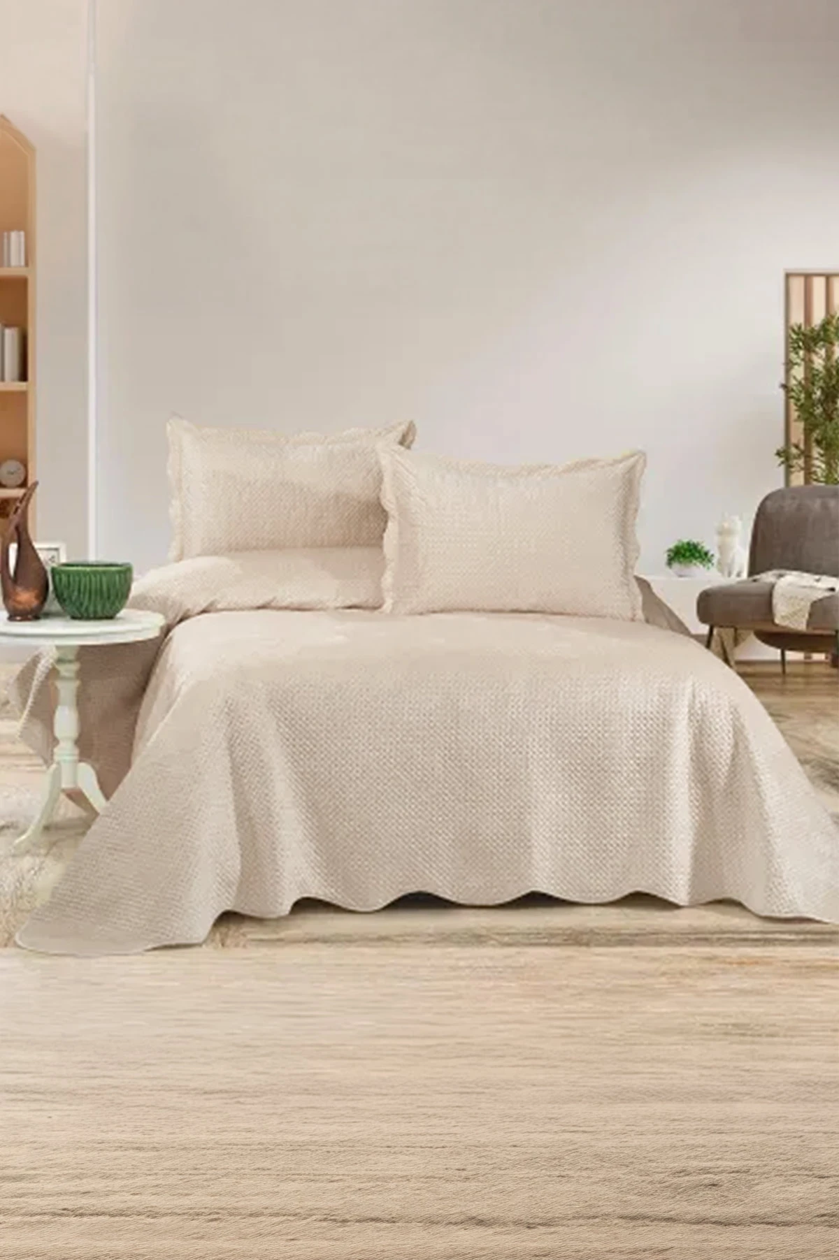 Bej 250x260 cm Bella Home Çift Kişilik Summer Dream Yatak Örtüsü 334707