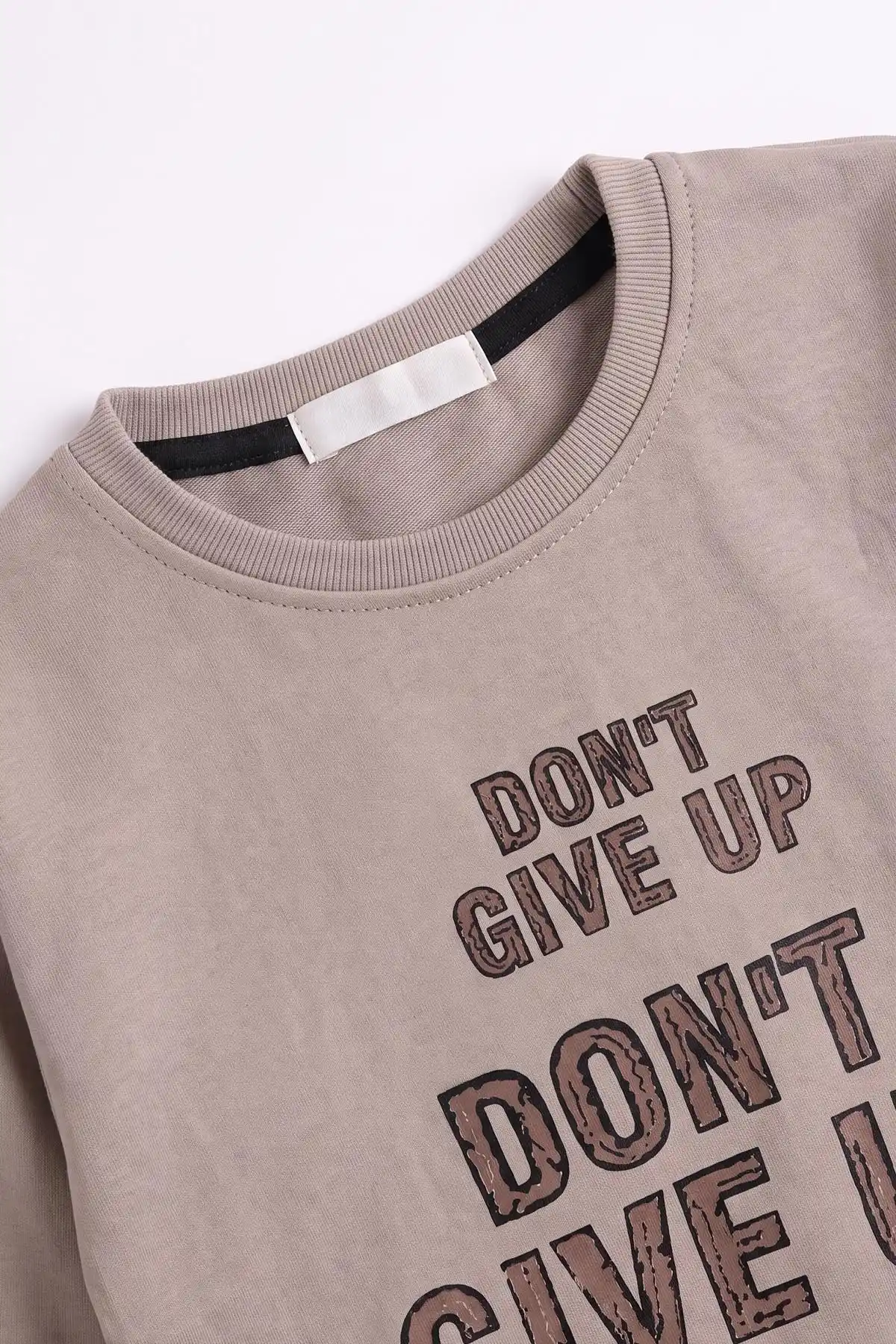 Bej (3-12 Yaş) Dont Give Baskılı Erkek Çocuk Sweatshirt 479165