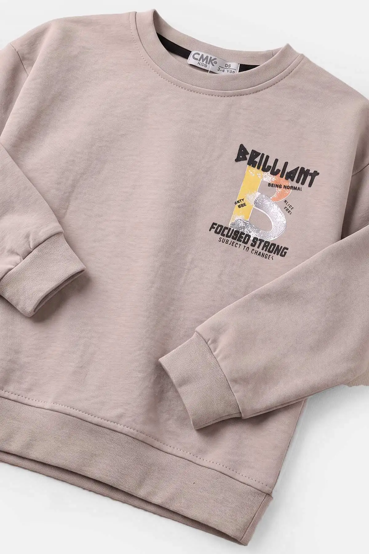 Bej (3-12 Yaş)Baskılı 2 İp Erkek Çocuk Sweatshirt 484121