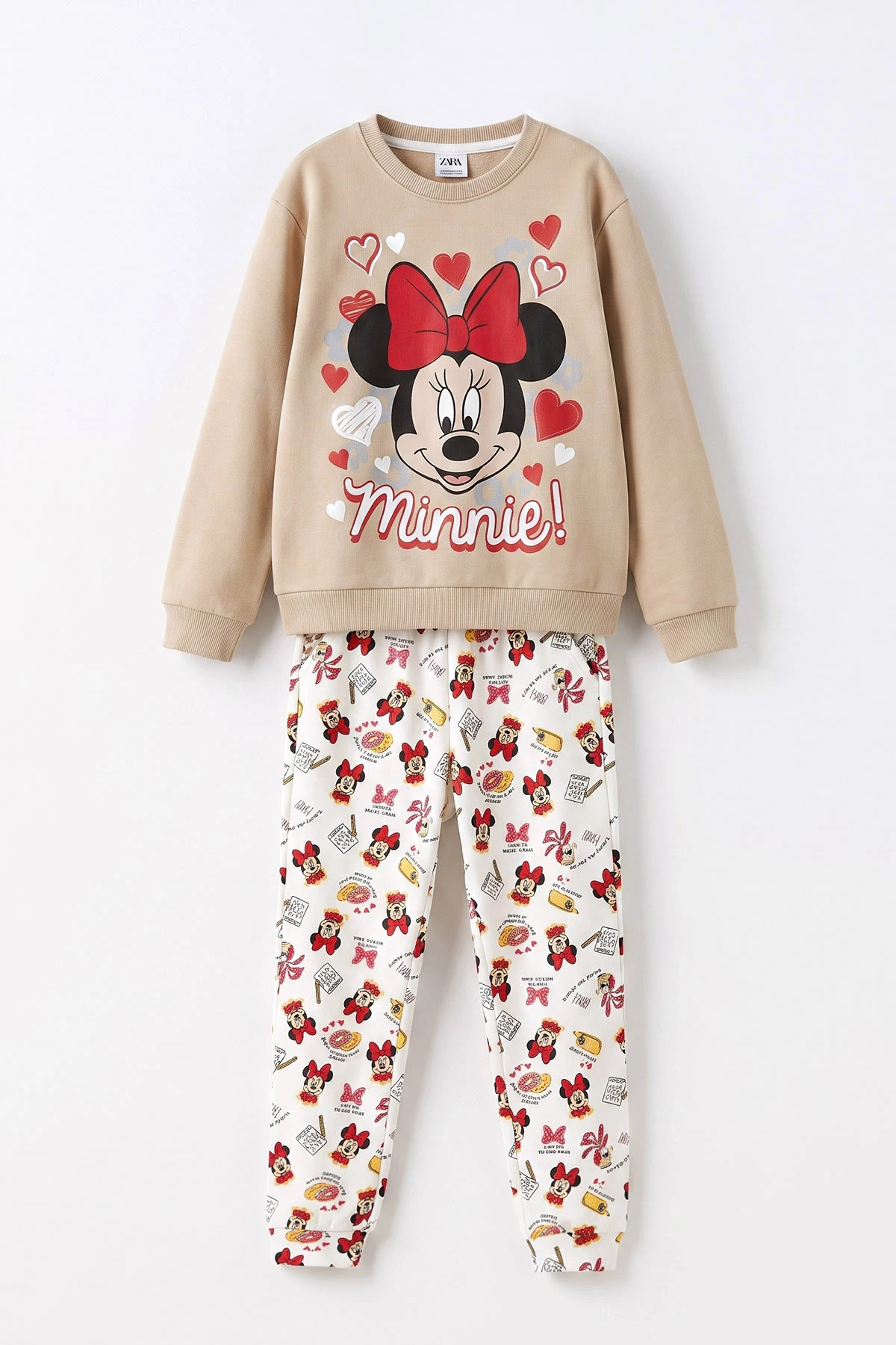 Bej (3-15 Yaş)Karakter Baskılı Kız Çocuk Pijama Takımı 476907