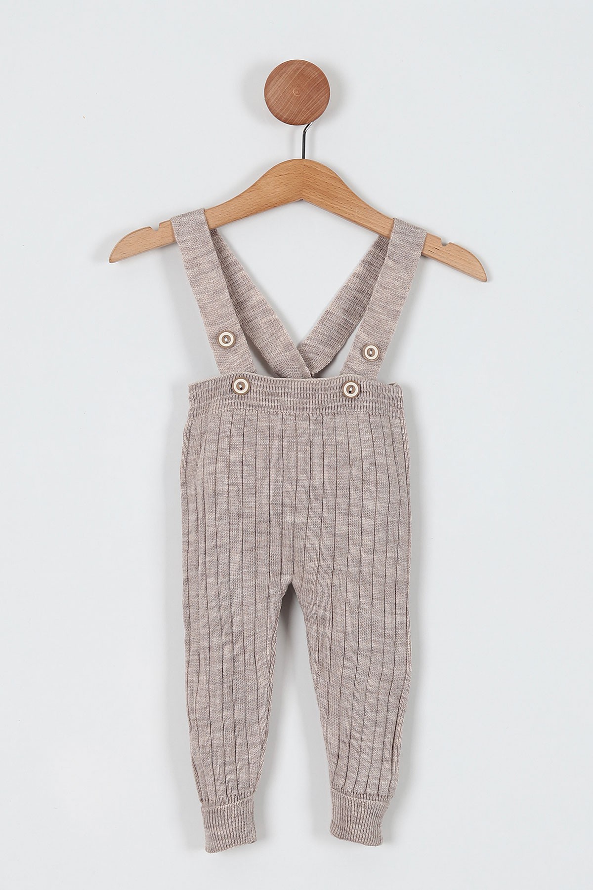 Bej (3-24 Ay) Askılı Fitilli Duble Paça Erkek Bebe Alt 197692