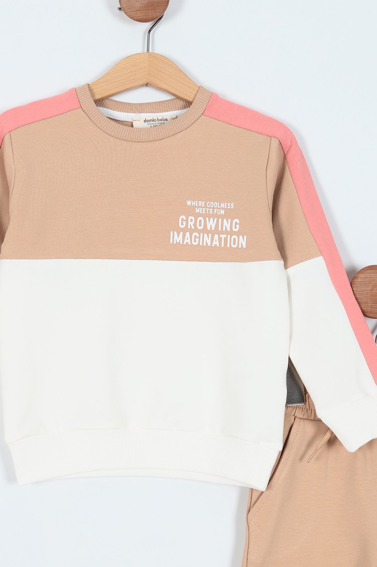 Bej (3-6 Yaş) Growıng Baskılı Parçalı Kız Çocuk Takım 208186