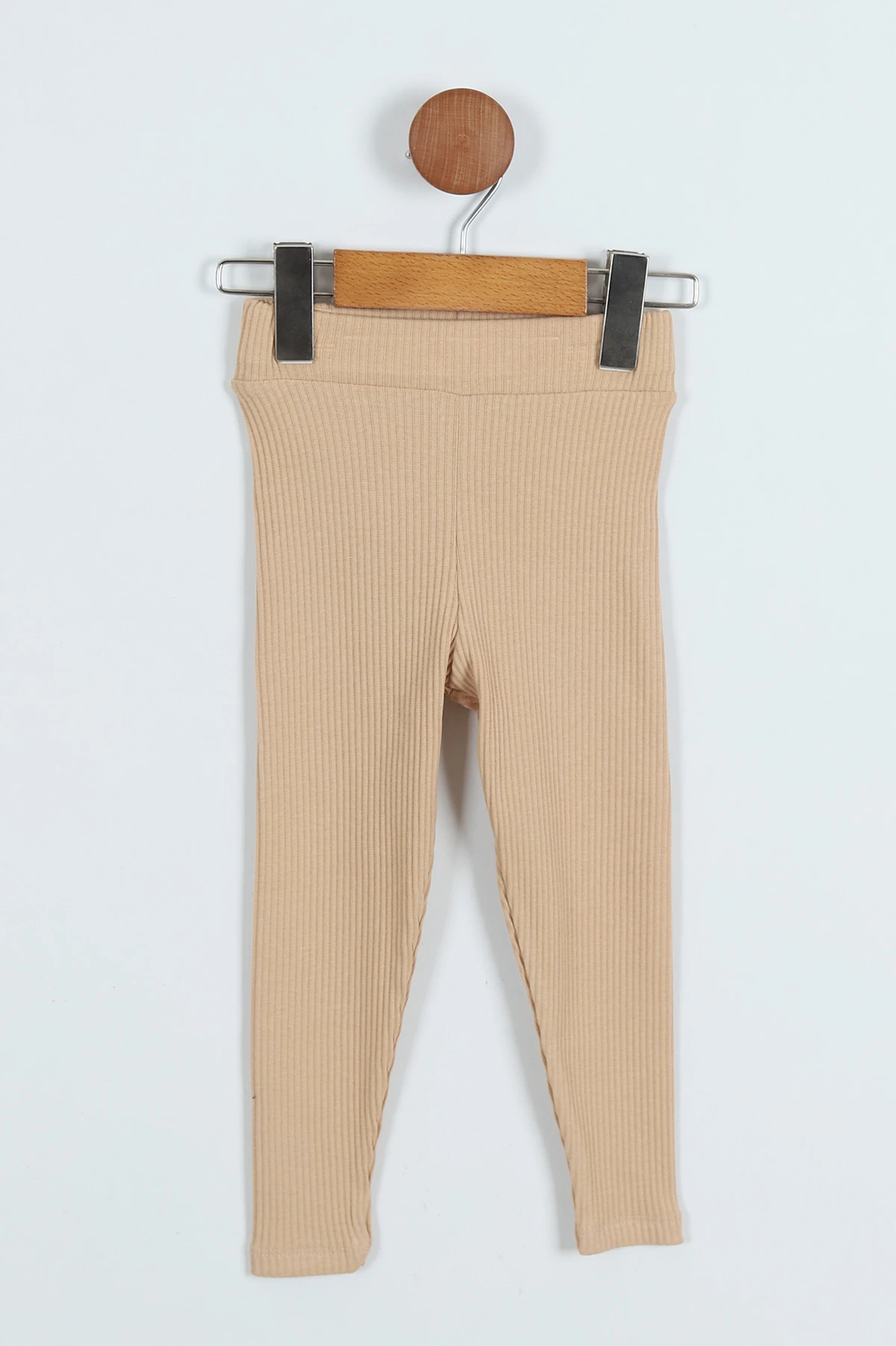 Bej (3-7 Yaş) Crop Fitilli Kız Çocuk Takım 265334