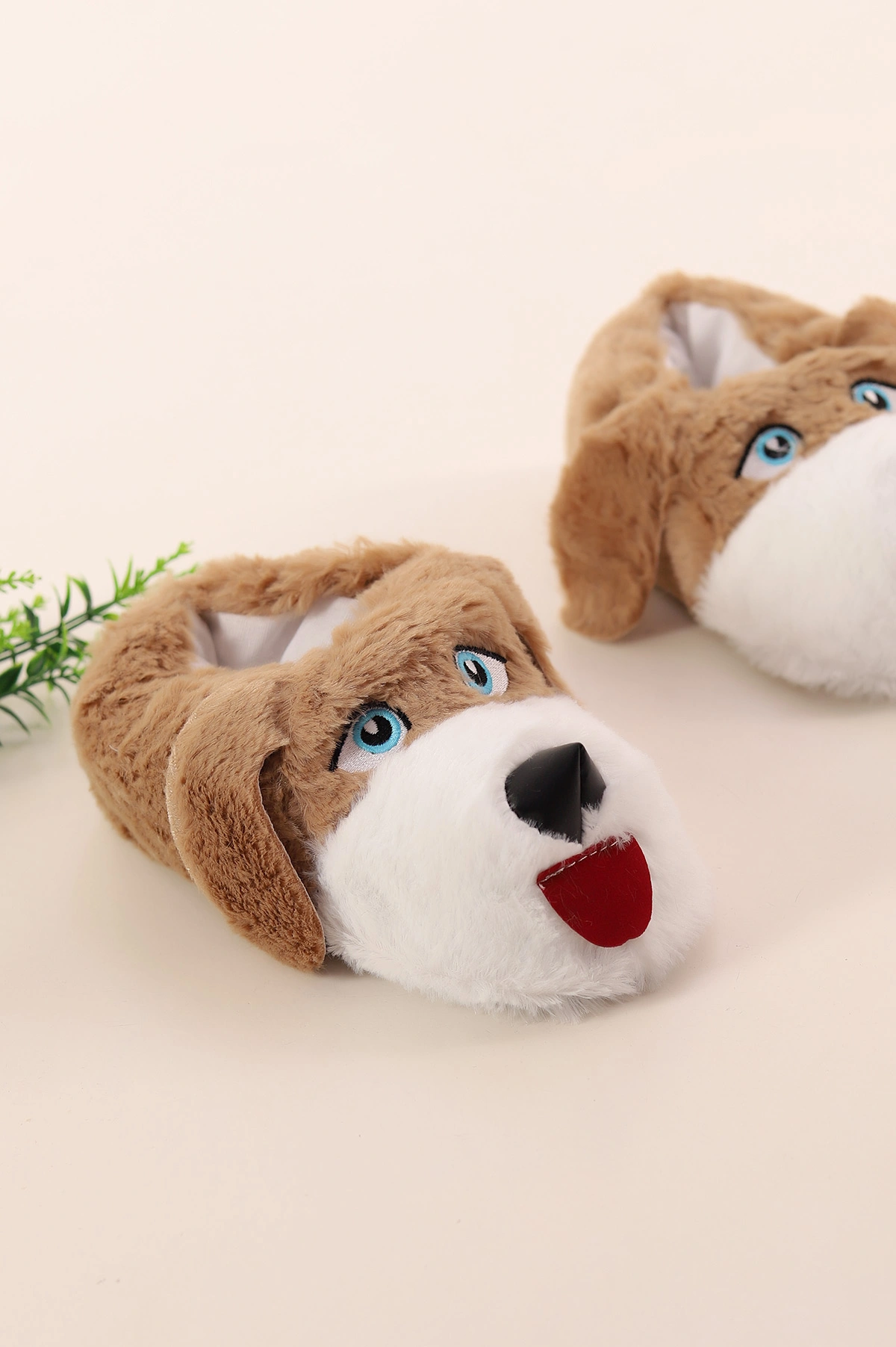 Bej ( 30 - 35 ) Peluş Köpekli Kız Çocuk Panduf 393587