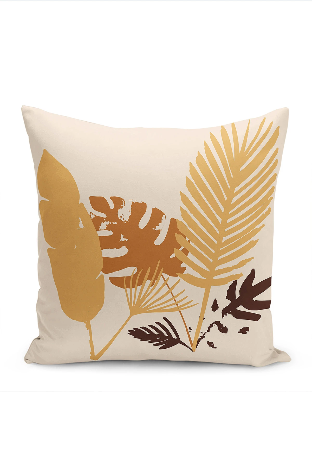 Bej 43x43 Dijital Baskılı Fermuarlı Modern Kırlent Kılıfı 272390
