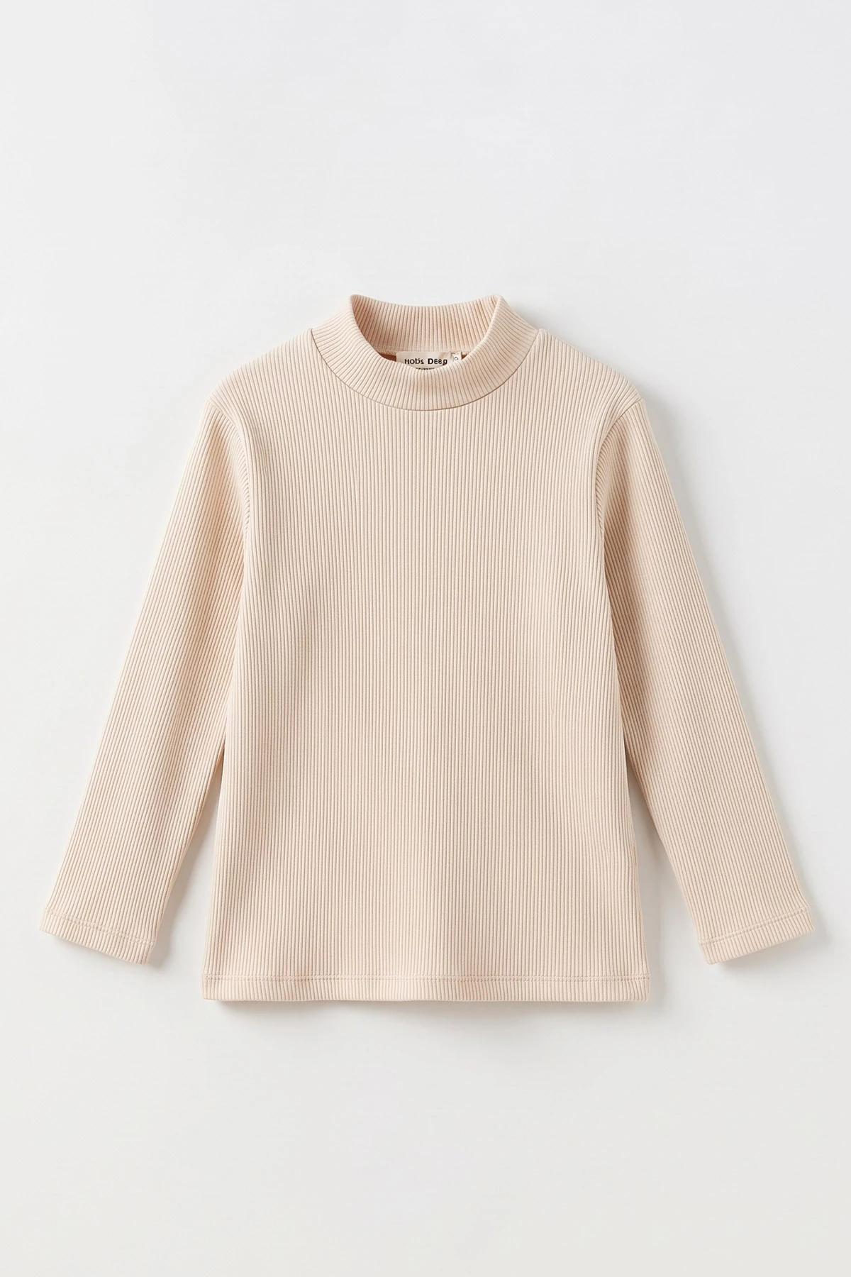 Bej (5-12 Yaş) Yarım Balıkçı Yaka Kaşkorse Kız Çocuk Body Sweatshirt 493043