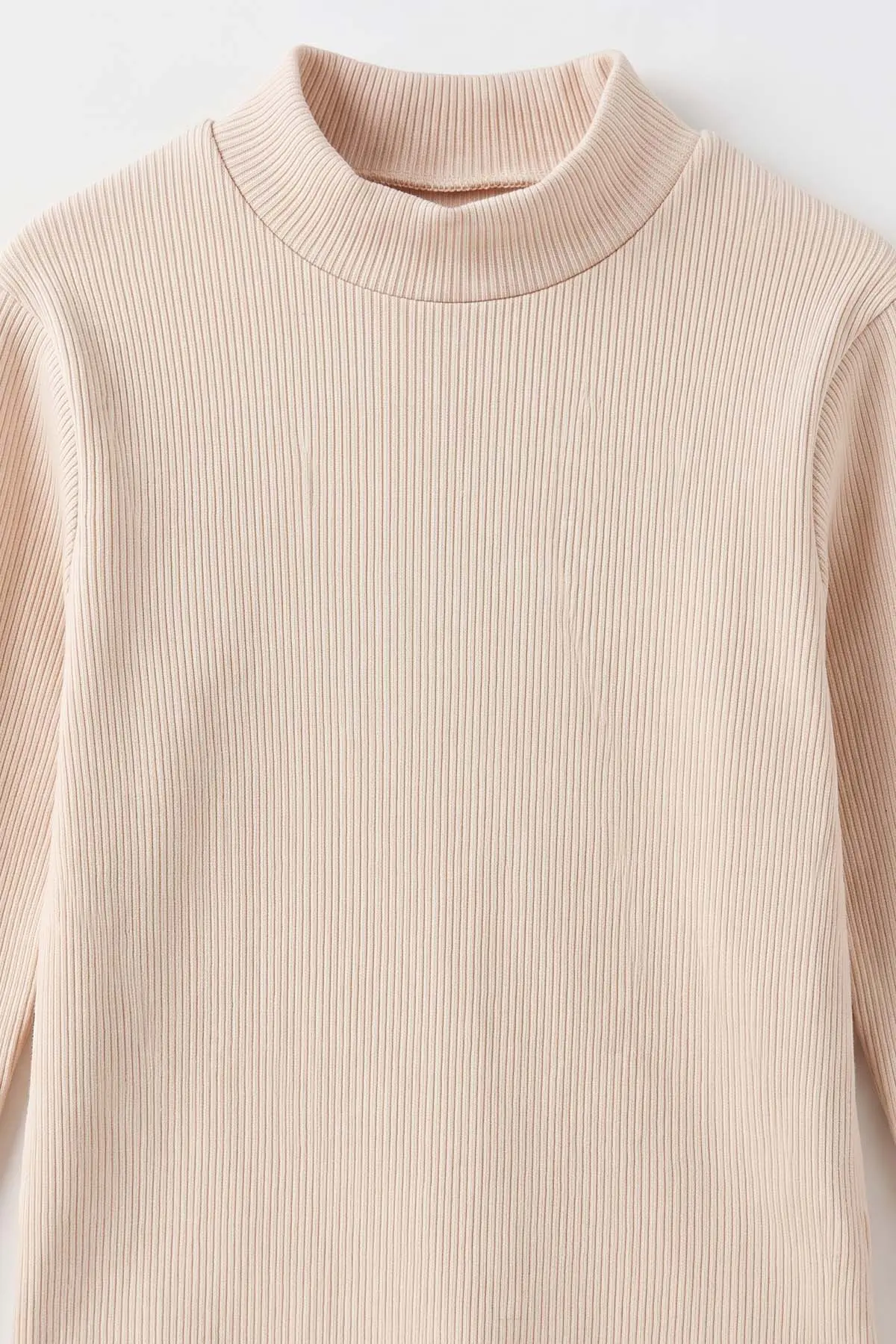 Bej (5-12 Yaş) Yarım Balıkçı Yaka Kaşkorse Kız Çocuk Body Sweatshirt 493043