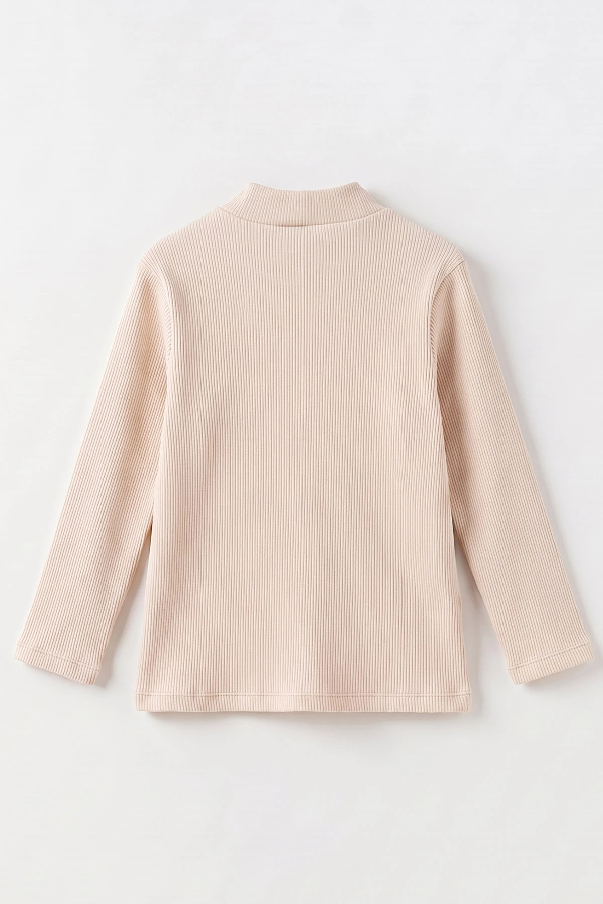 Bej (5-12 Yaş) Yarım Balıkçı Yaka Kaşkorse Kız Çocuk Body Sweatshirt 493043