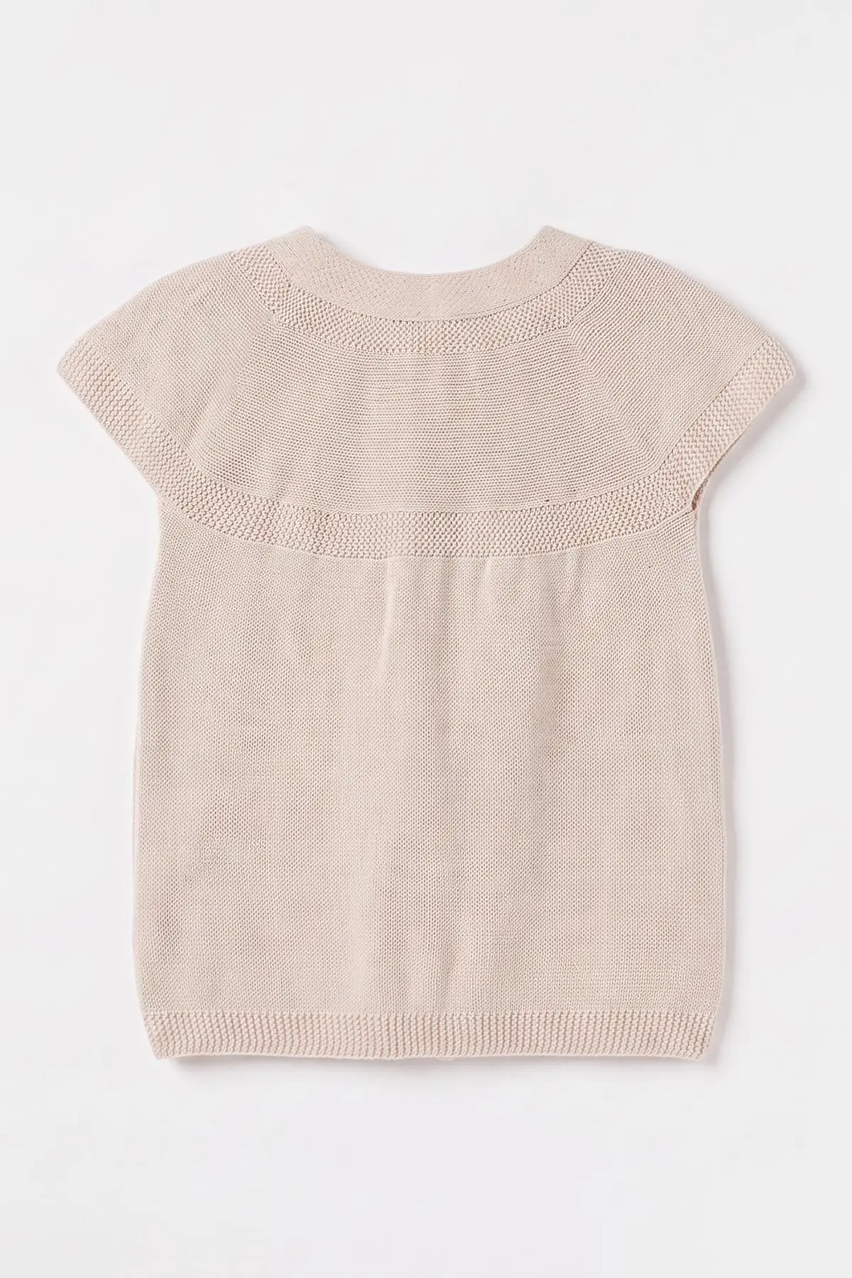 Bej (5-8 Yaş) Garson Boy Kiraz Nakışlı Düğmeli Kız Çocuk Yelek 474469