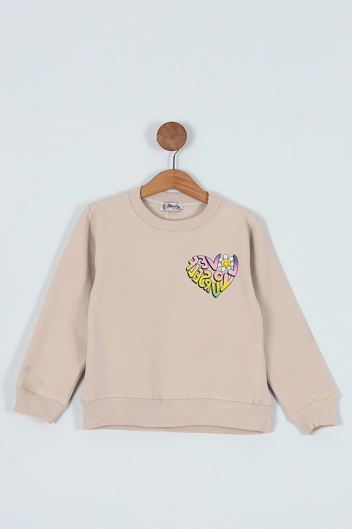 Bej (5-8 Yaş) Papatya Baskılı Kız Çocuk Sweat 236126