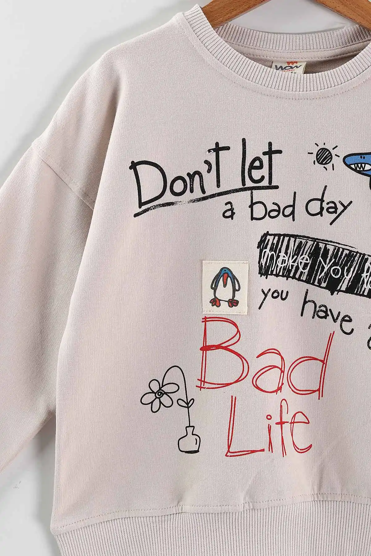 Bej (5-8 Yaş)Bad Life Baskılı Kız Çocuk Sweatshirt 432933