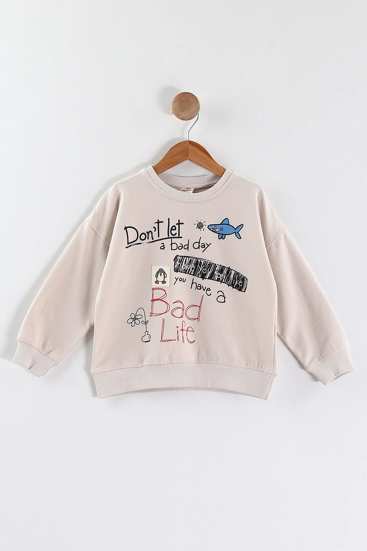 Bej (5-8 Yaş)Bad Life Baskılı Kız Çocuk Sweatshirt 432933