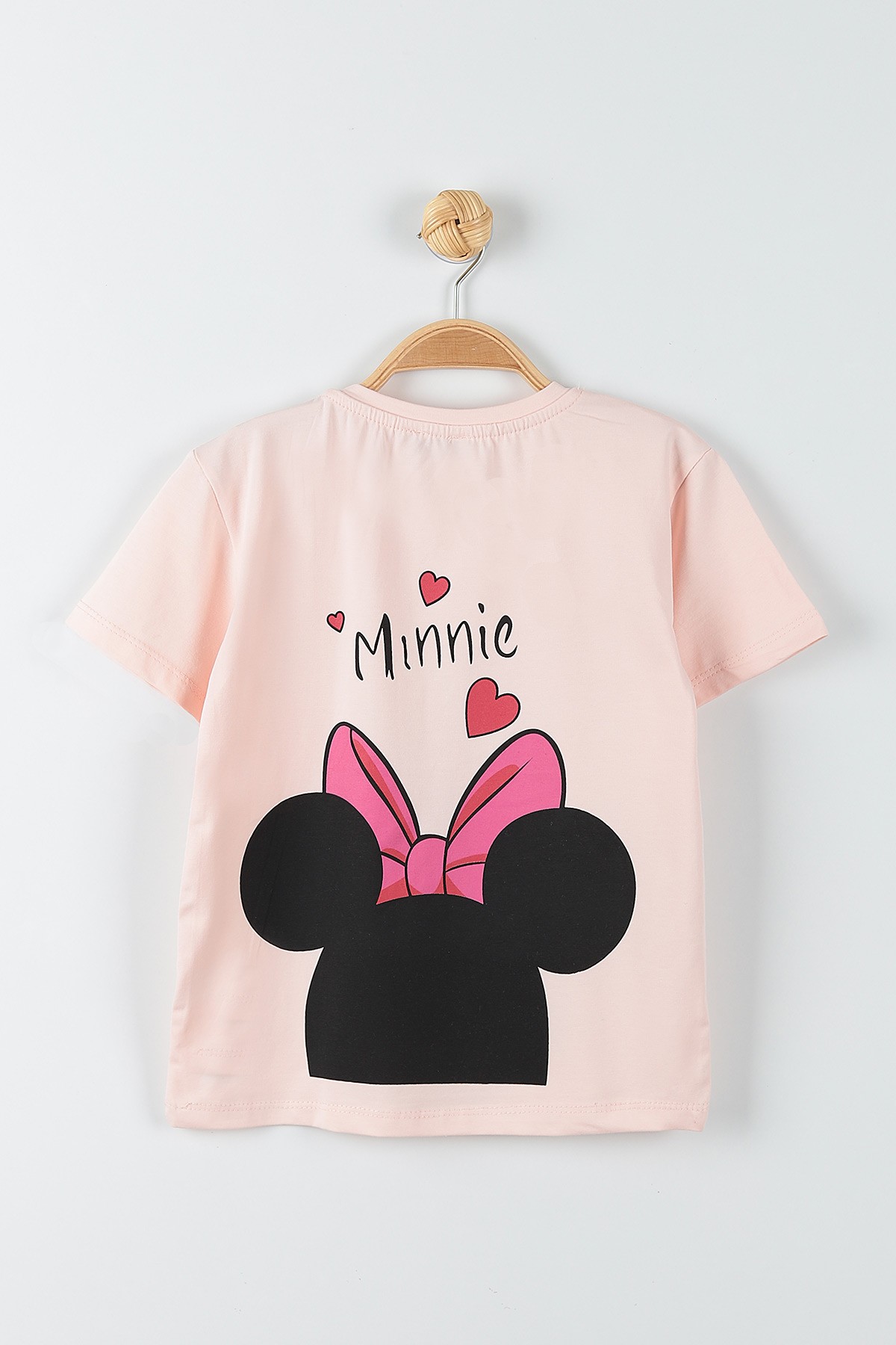 Bej (5-8yaş) Ön ve Arka Mini Mouse Baskılı Kız Çocuk Tişört 174897