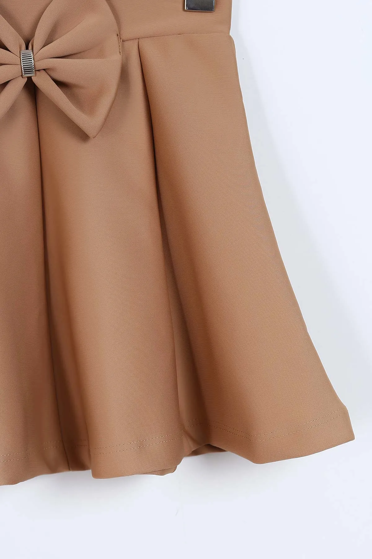 Bej (5-9  Yaş)Fiyonklu Parça Kız Çocuk Kloş Etek 337850