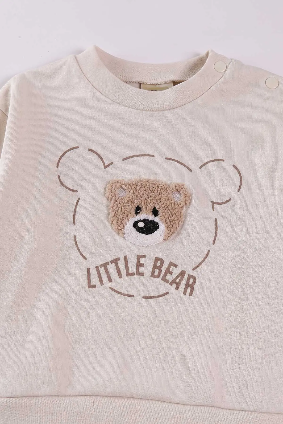 Bej (6-18 Ay)Bear Süzene Nakışlı Çıtçıtlı Çimalı Erkek Bebek Takım 477306