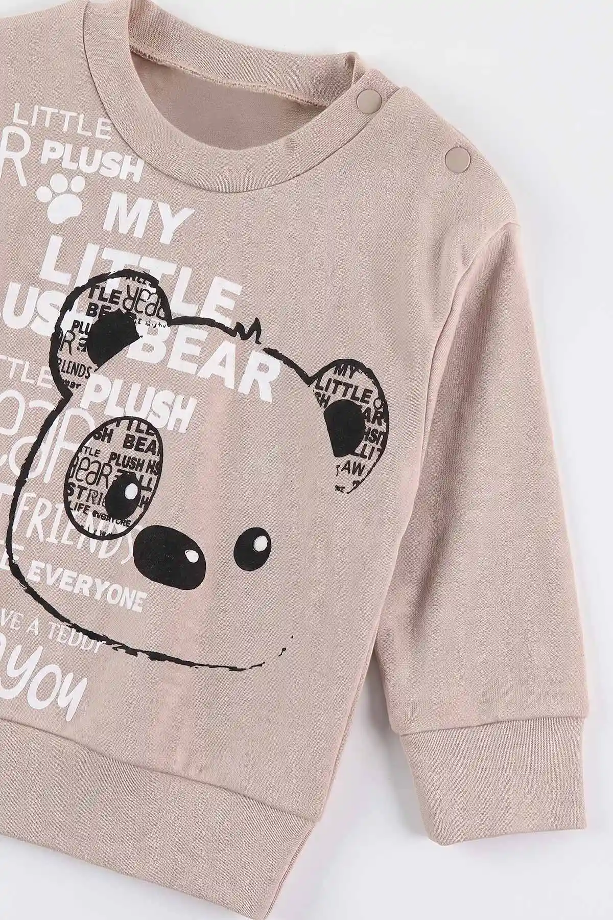 Bej (6-18 Ay)Bear Yazı Baskılı Çıtçıtlı Çimalı Erkek Bebek Takım 477934