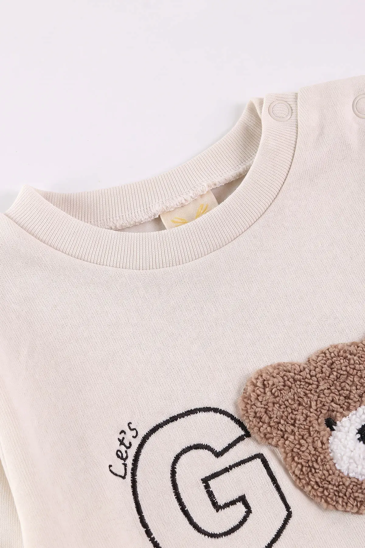 Bej (6-18 Ay)Süzene Nakışlı Çıtçıtlı Çimalı Erkek Bebek Takım 477875