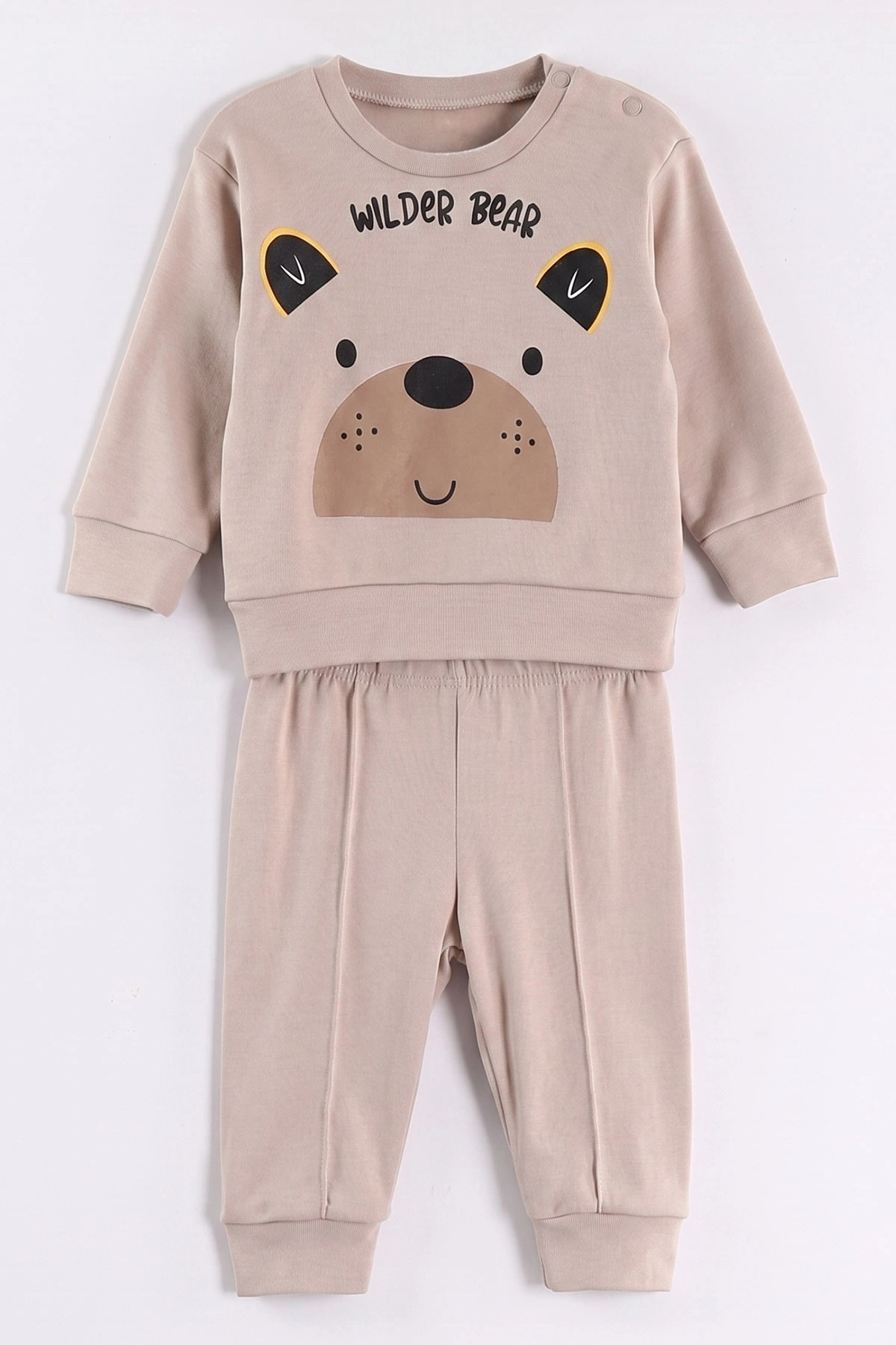 Bej (6-18 Ay)Wild Bear Baskılı Çıtçıtlı Çimalı Erkek Bebek Takım 477923