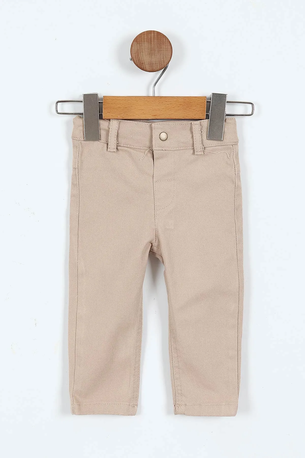 Bej (6-24 Ay) Baskılı Bodyli  Triko Ceketli Gabardin Pantolonlu Erkek Bebek 3'lü Takım 408449