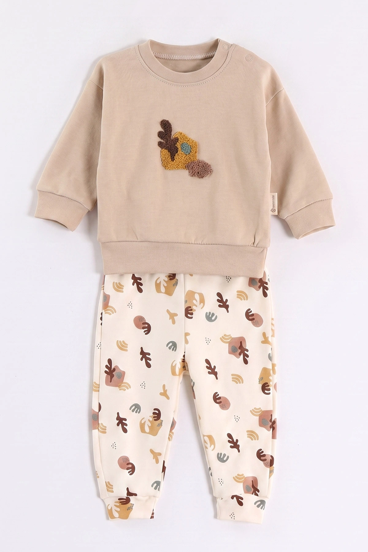 Bej (6-24 Ay) Nakışlı Erkek Bebek 2'li Takım 473064