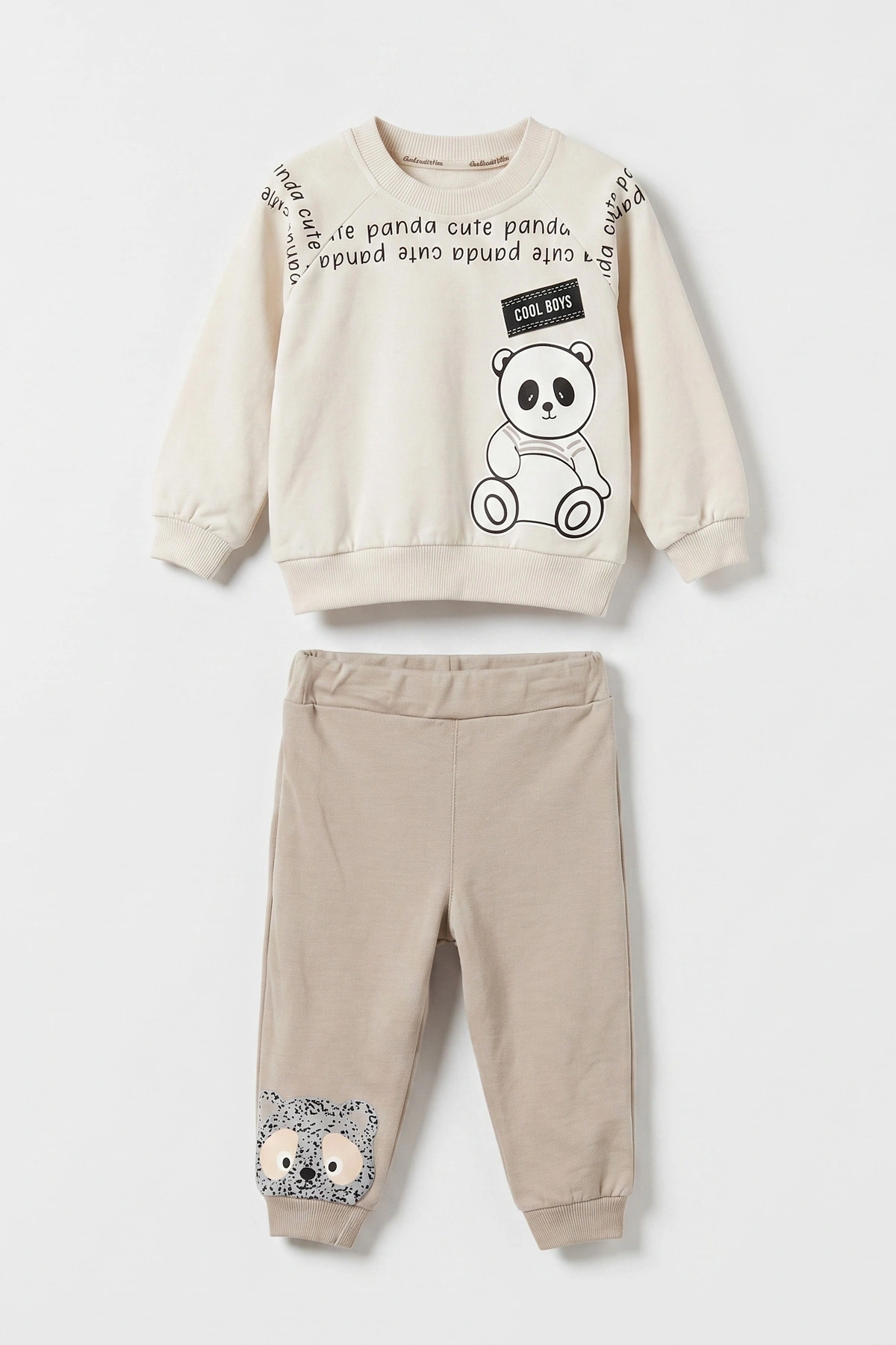 Bej (6-24 Ay) Panda Baskılı    2 İp Erkek  Bebek Mevsimlik Takım 475969