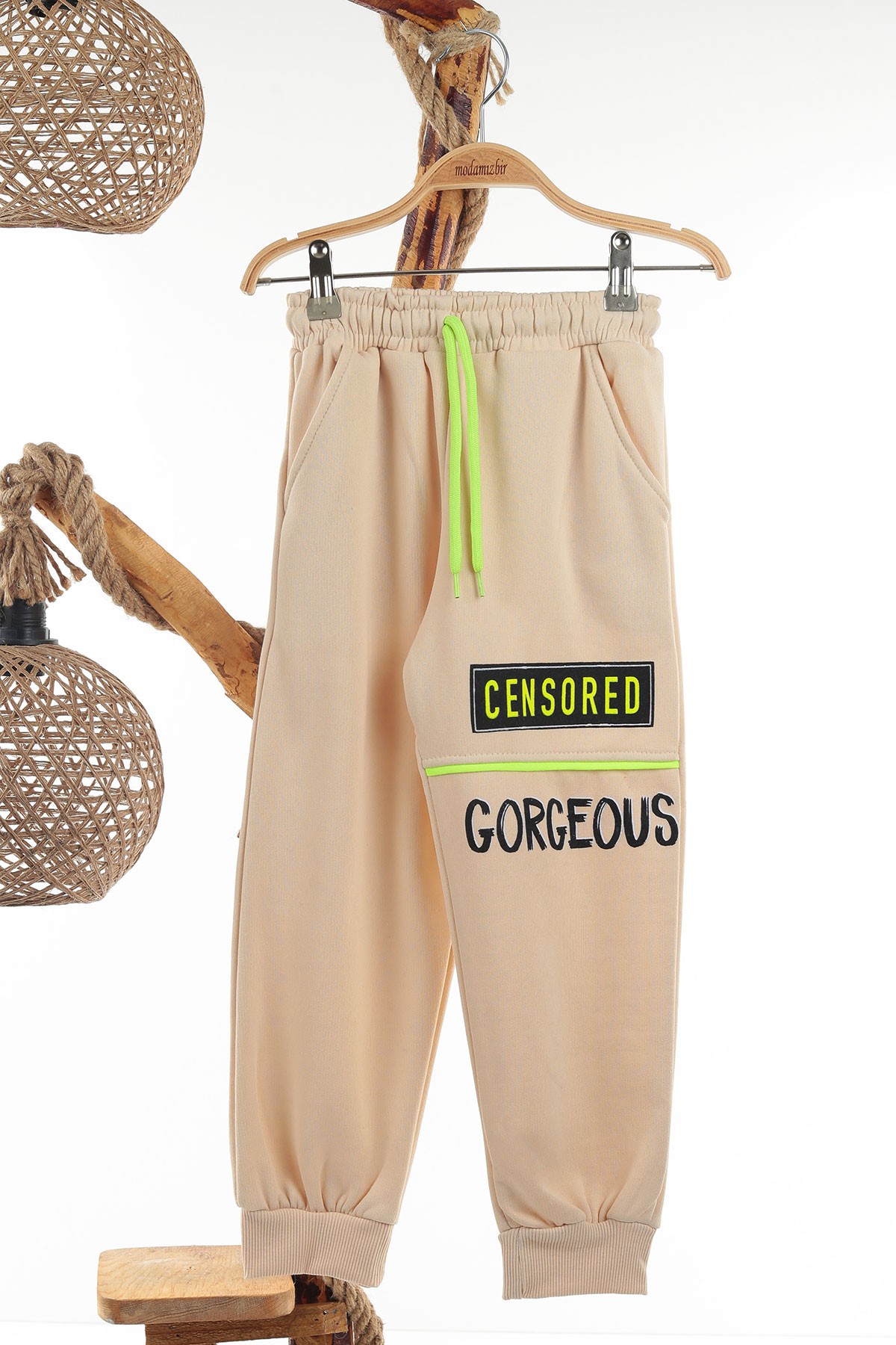 Bej (7-10 Yaş) Gorgeous Baskılı Üç İp Şardonlu Kız Çocuk Takım 138887
