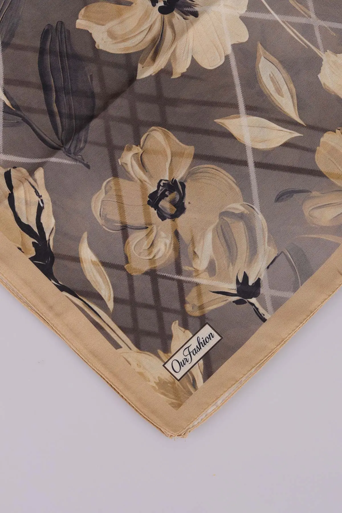 Bej 75*180 Cm Çok Çiçek Baskılı Dijital Soft Tülbent Şal 469439