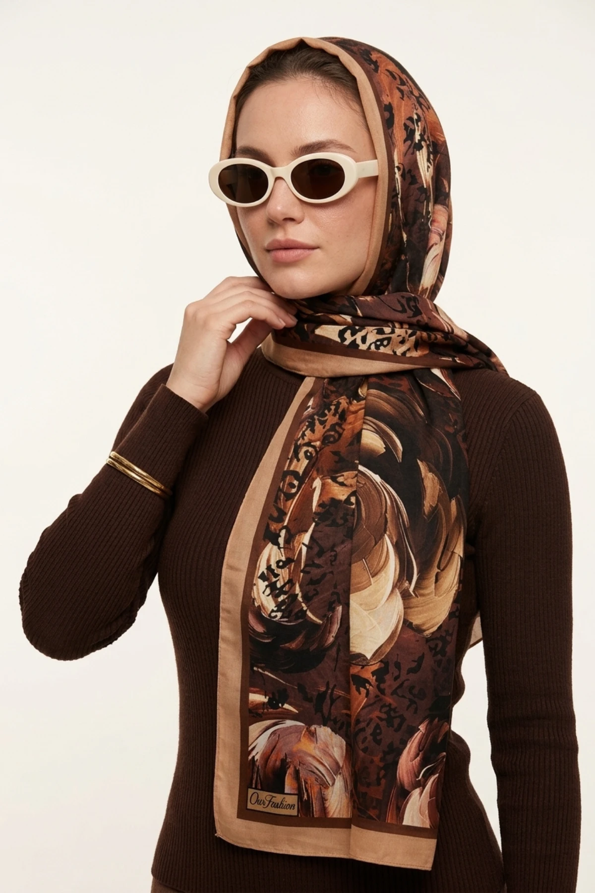Bej 75x180 Cm Our Fashion Dijital Baskılı Desenli Soft Şal 408624