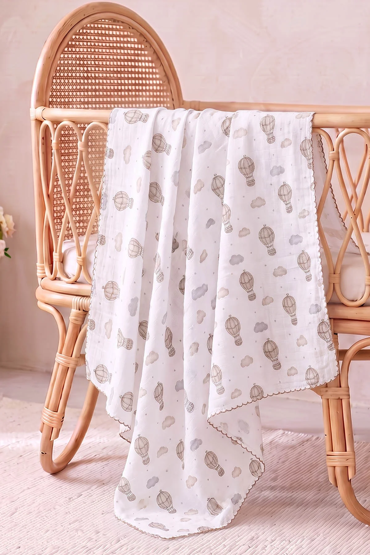 Bej (80*90 Cm) Desenli Müslin Bebek Battaniye 489297