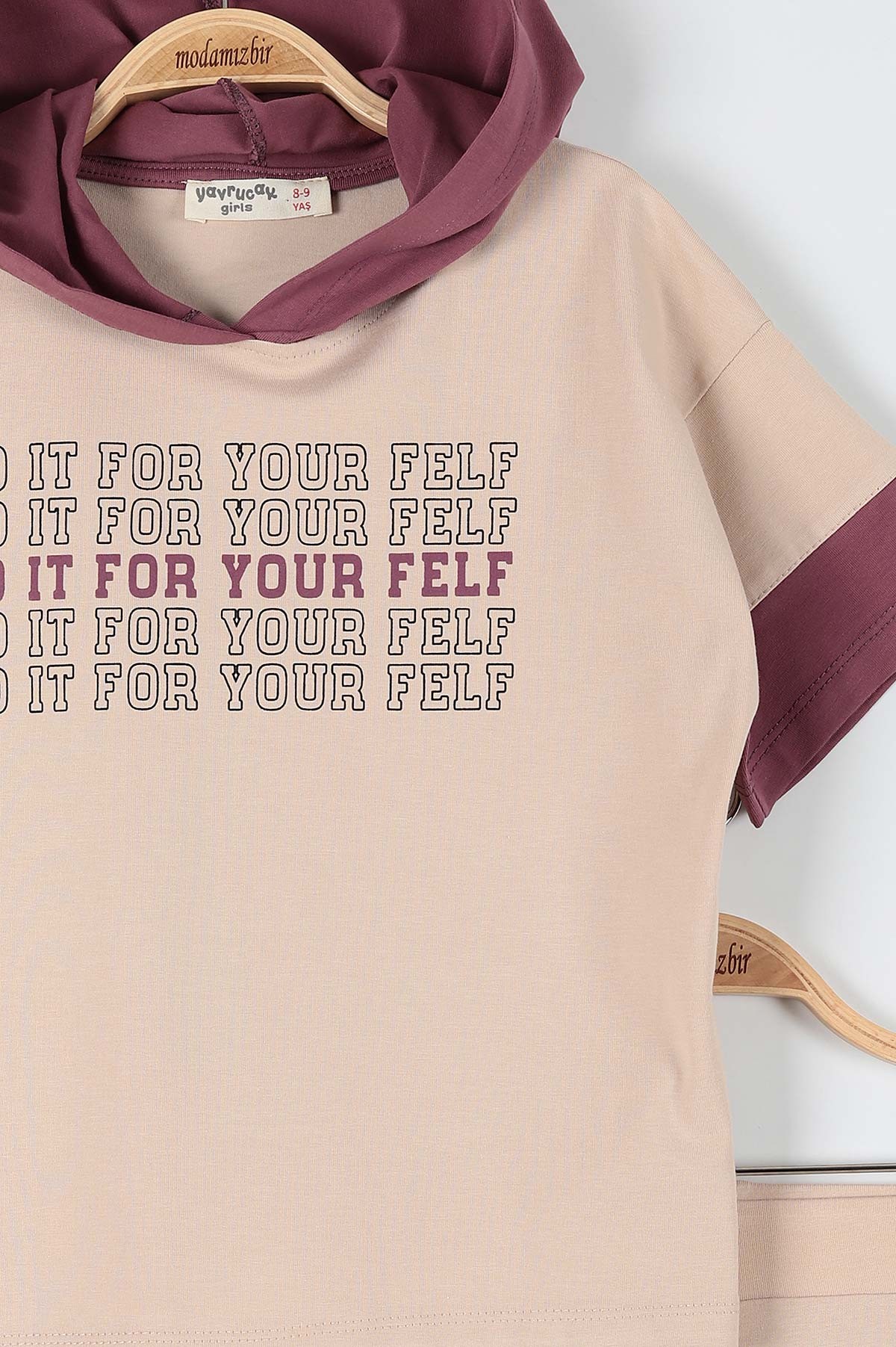 Bej (9-12 Yaş) Do It For Your Self Baskılı Kız Çocuk Takım 180988