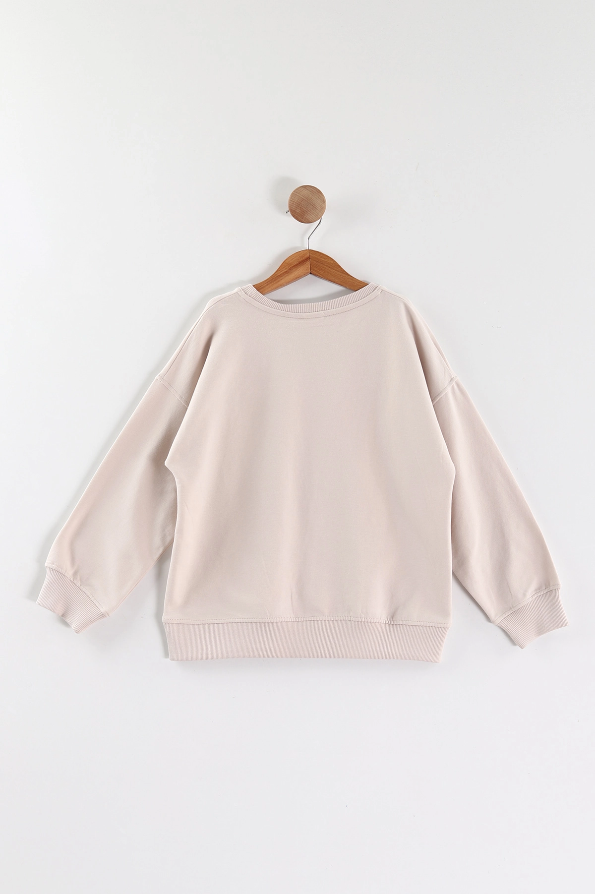 Bej (9-12 Yaş)Taşlı Fiyonklu Kız Çocuk Sweatshirt 432861
