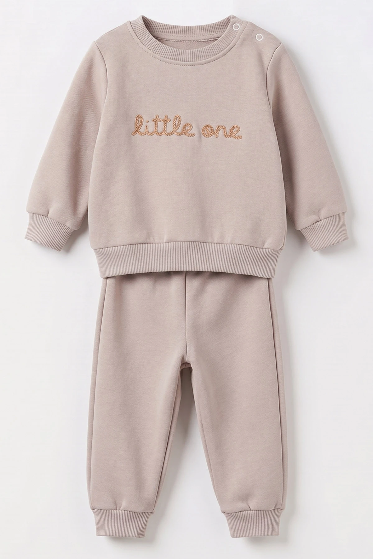 Bej (9-18 Ay) Little One Nakışlı İçi Şardonlu Erkek Bebek Kışlık Takım 493928
