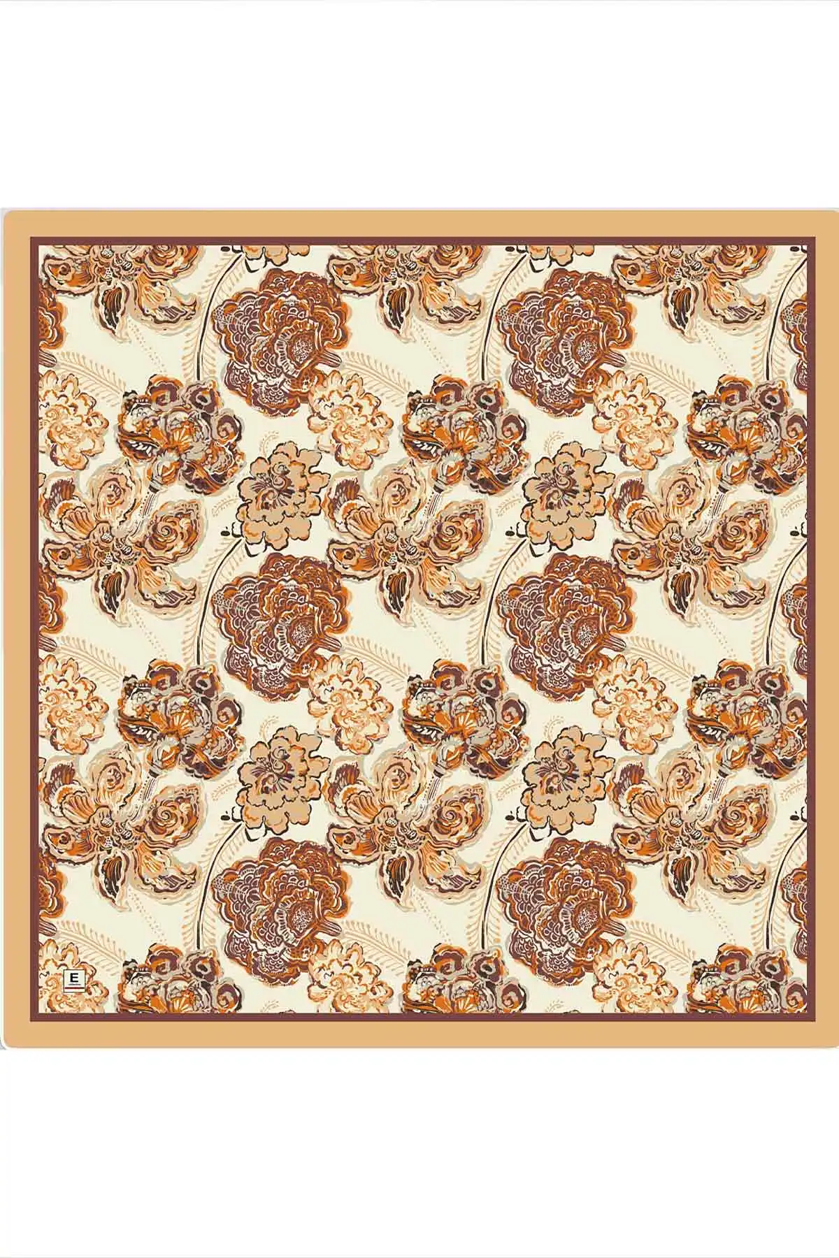 Bej 95x95 Cm Dijital Baskılı Mercan Desen Soft Eşarp 473265
