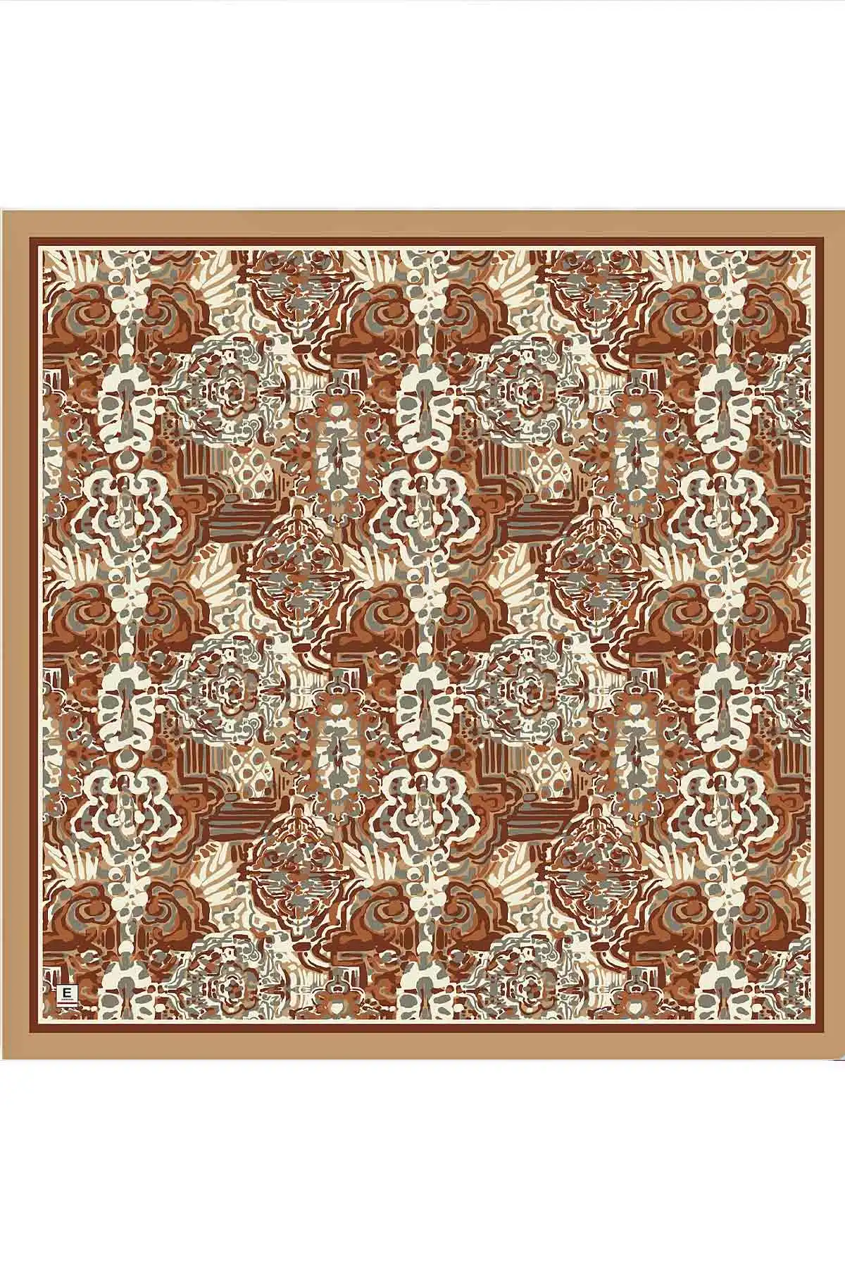 Bej 95x95 Cm Dijital Baskılı Valencia Desen Soft Eşarp 473340