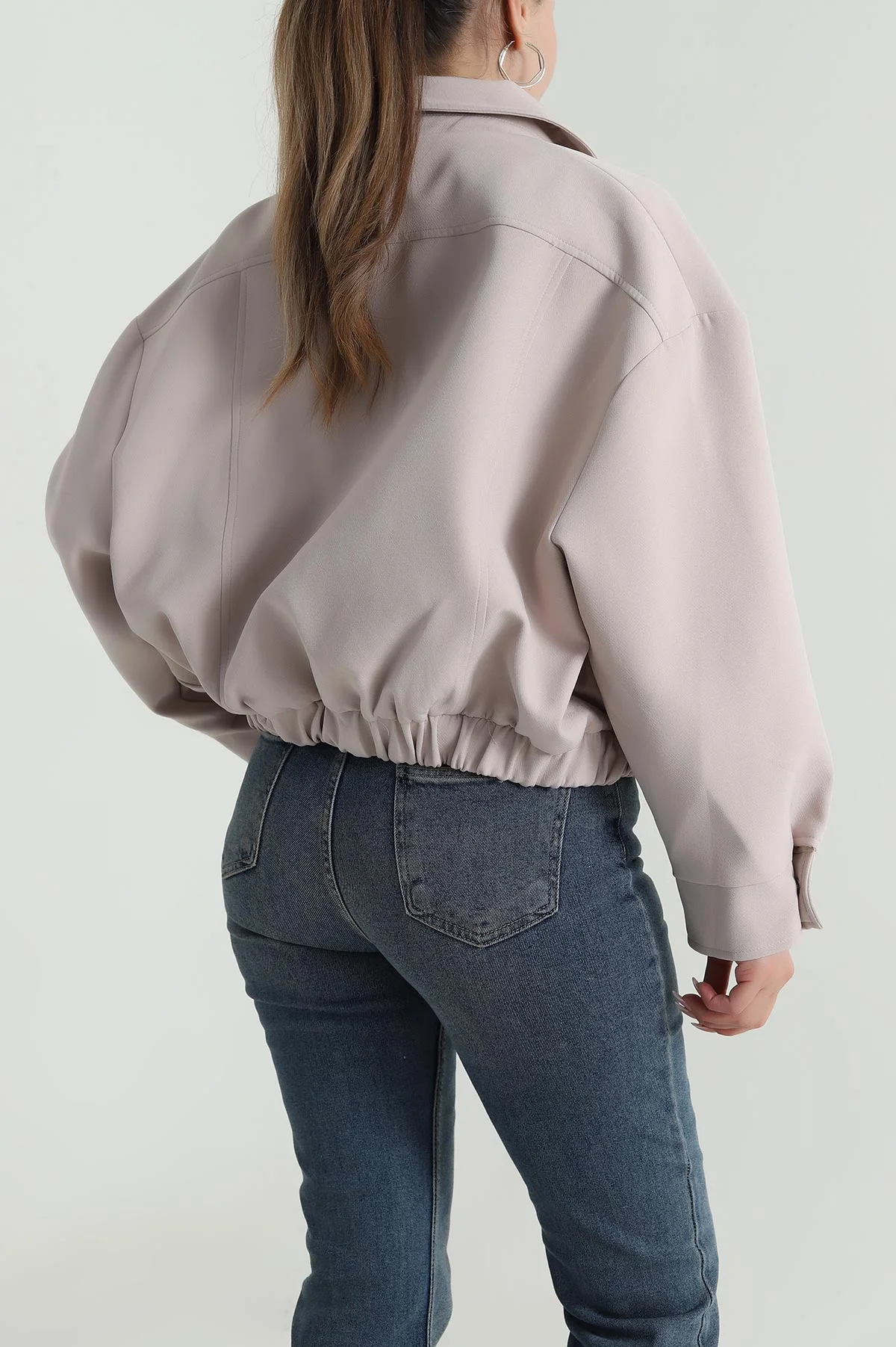 Bej Aller Detay Dabıl Kadın Bomber Mont 485895