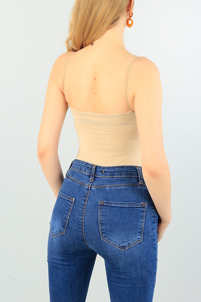 Bej Askılı Zıbın Bluz 67692