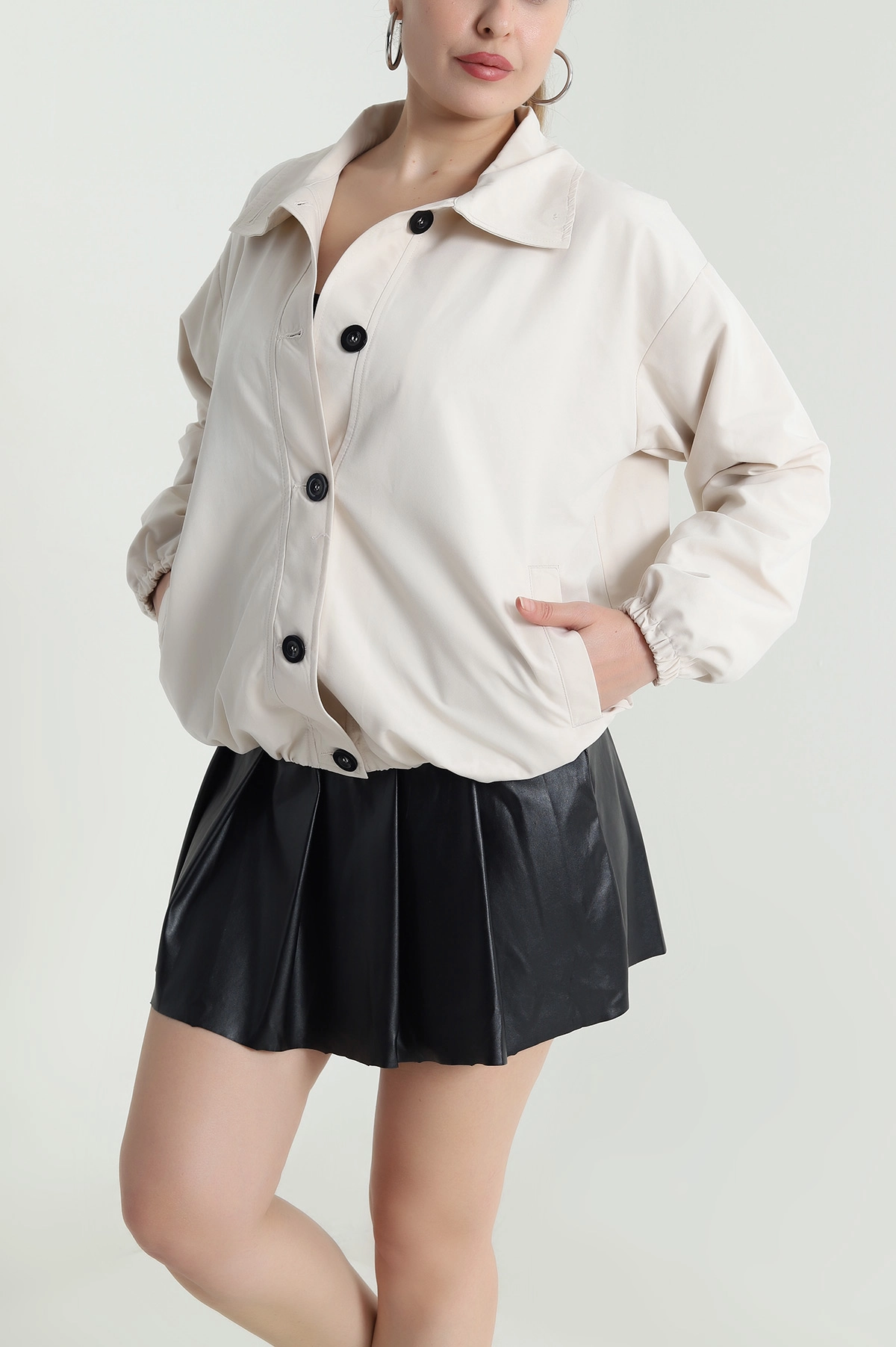 Bej Astarlı Kadın Trenç 483895