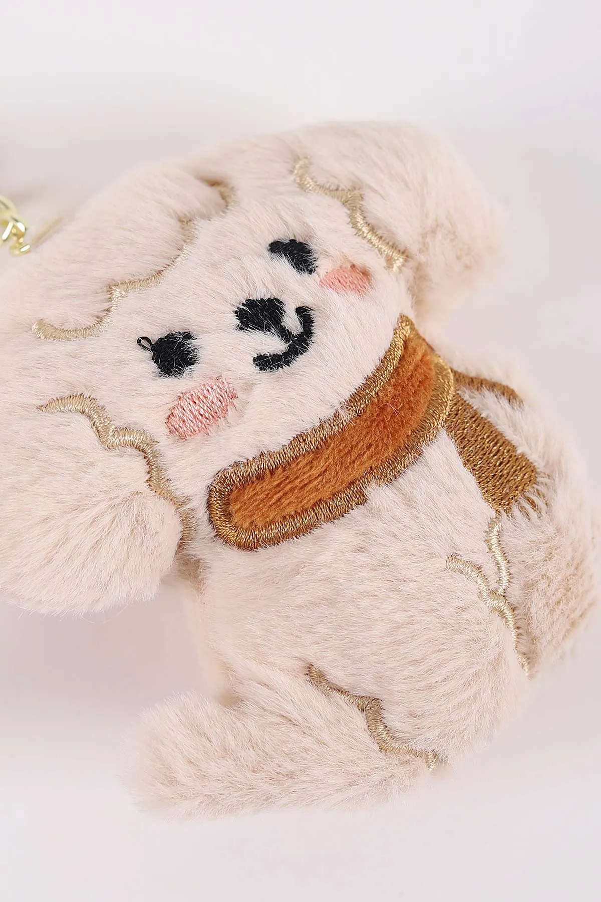 Bej Atkılı Köpek Nakışlı Peluş Anahtarlık&Çanta Süsü 445929
