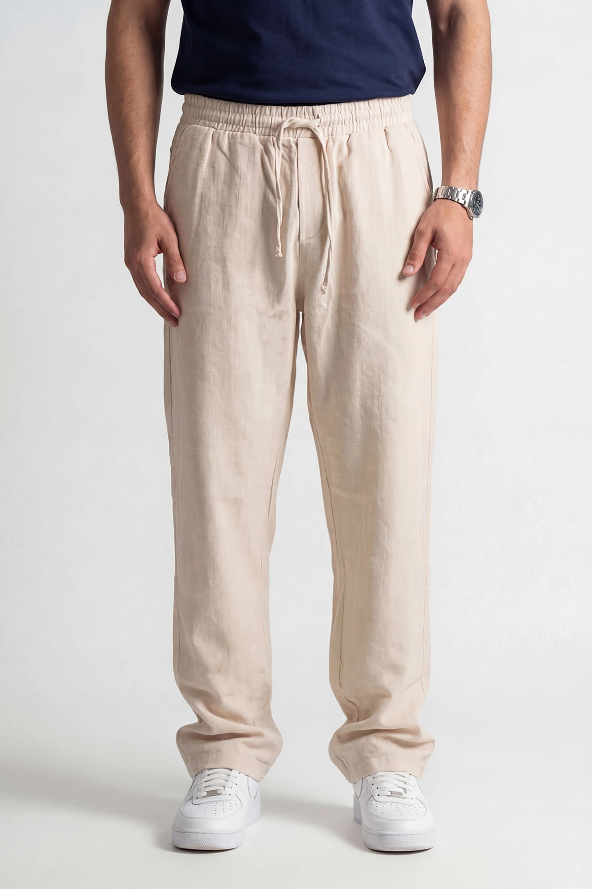 Bej Baggy Belden Bağlamalı Erkek Pantolon 445655
