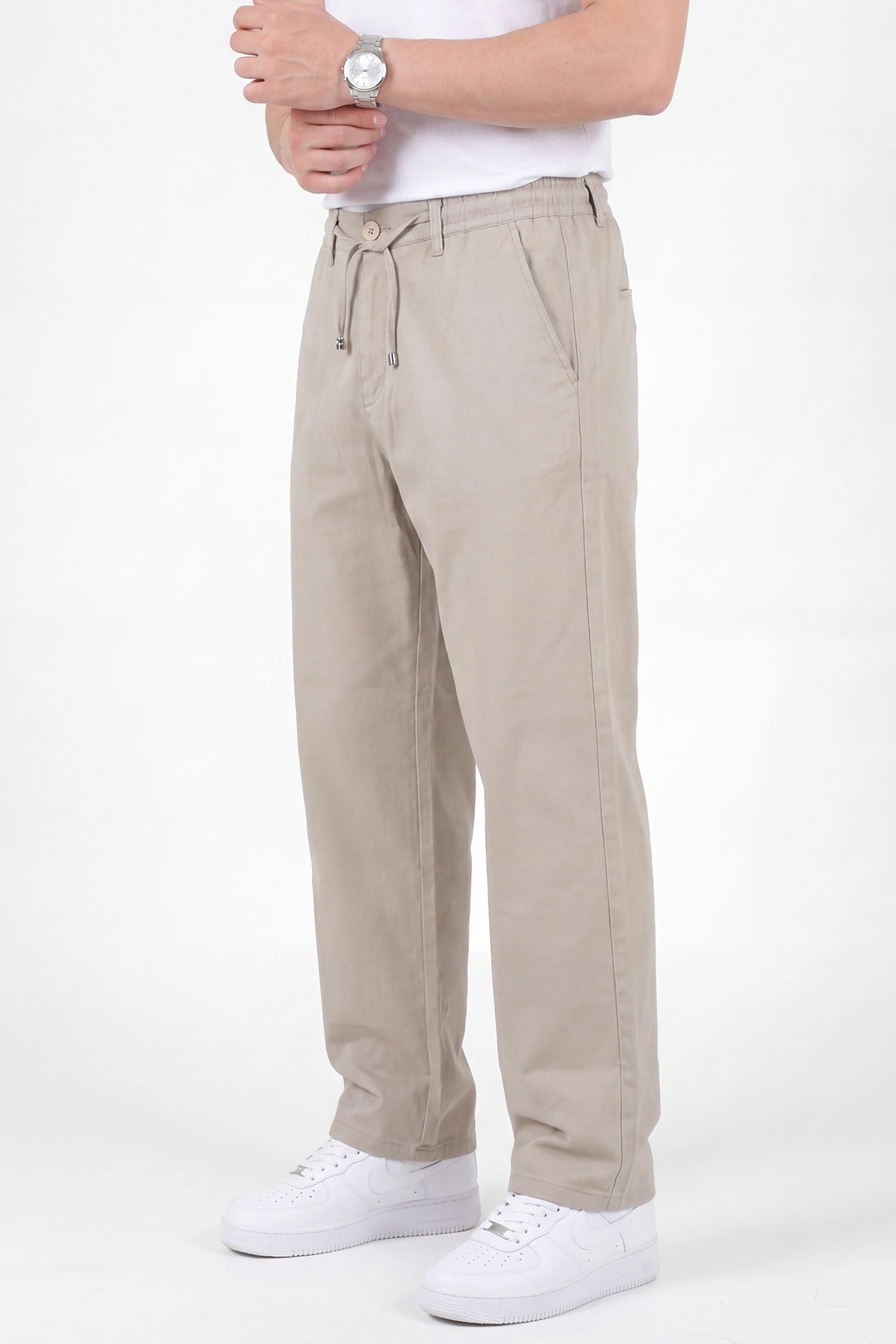 Bej Baggy Belden Bağlamalı Erkek Pantolon 459401